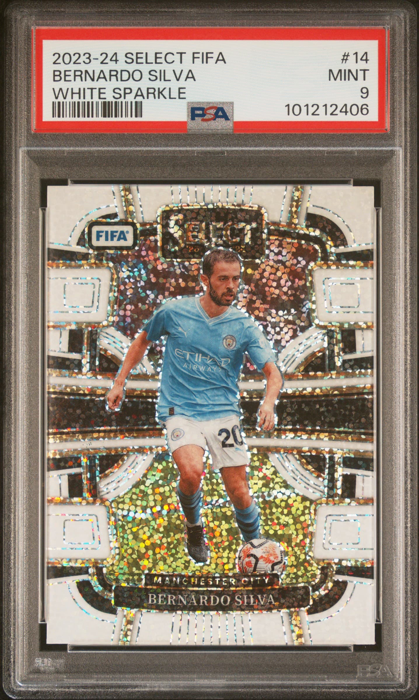 2023-24 PANINI SELECT FIFA BERNARDO SILVA #14 WHITE SPARKLE MINT 9 101212406