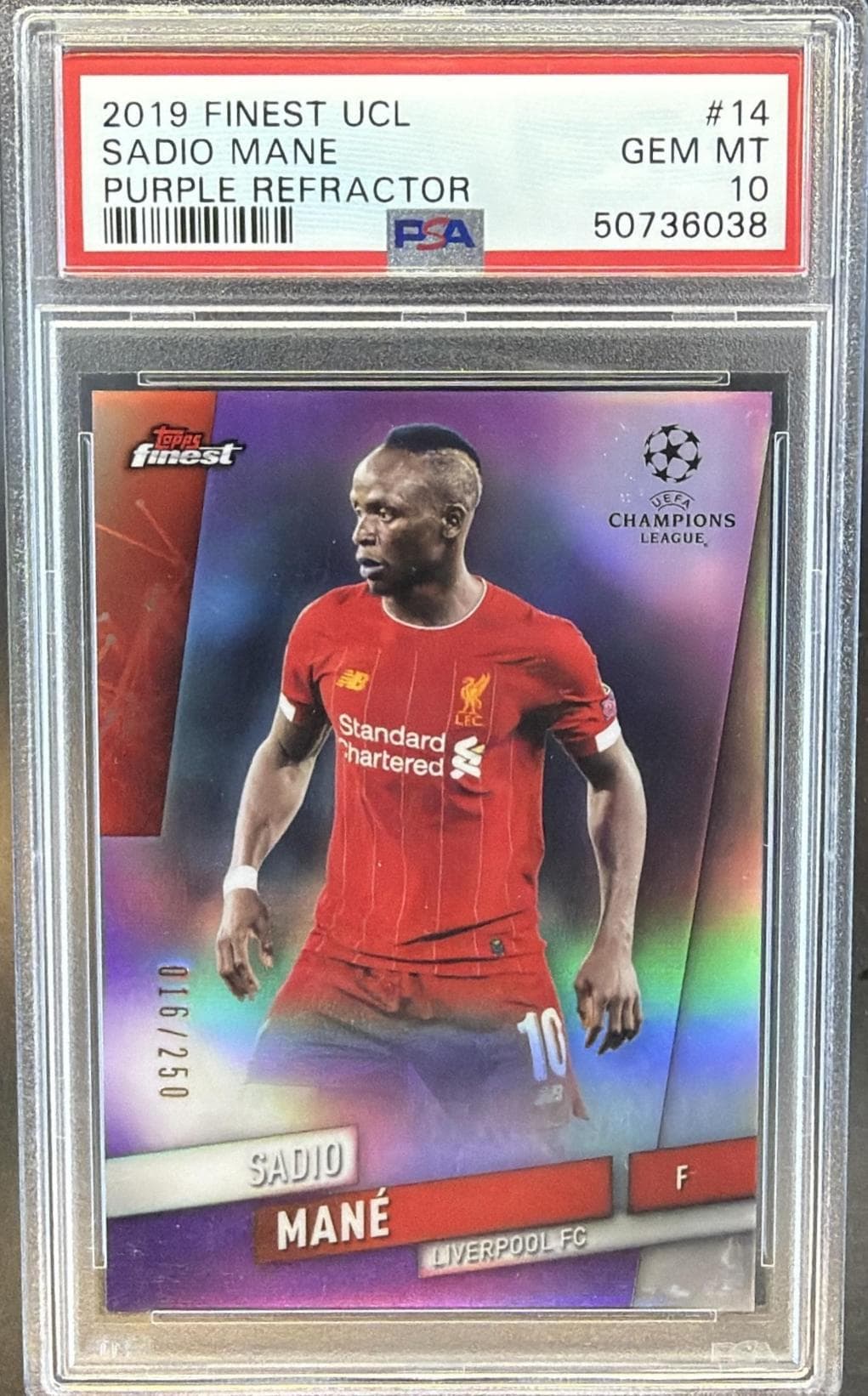 2019 FINEST UEFA CHAMPIONS LEAGUE SADIO MANE #14 PURPLE REFRACTOR GEM MT 10 50736038