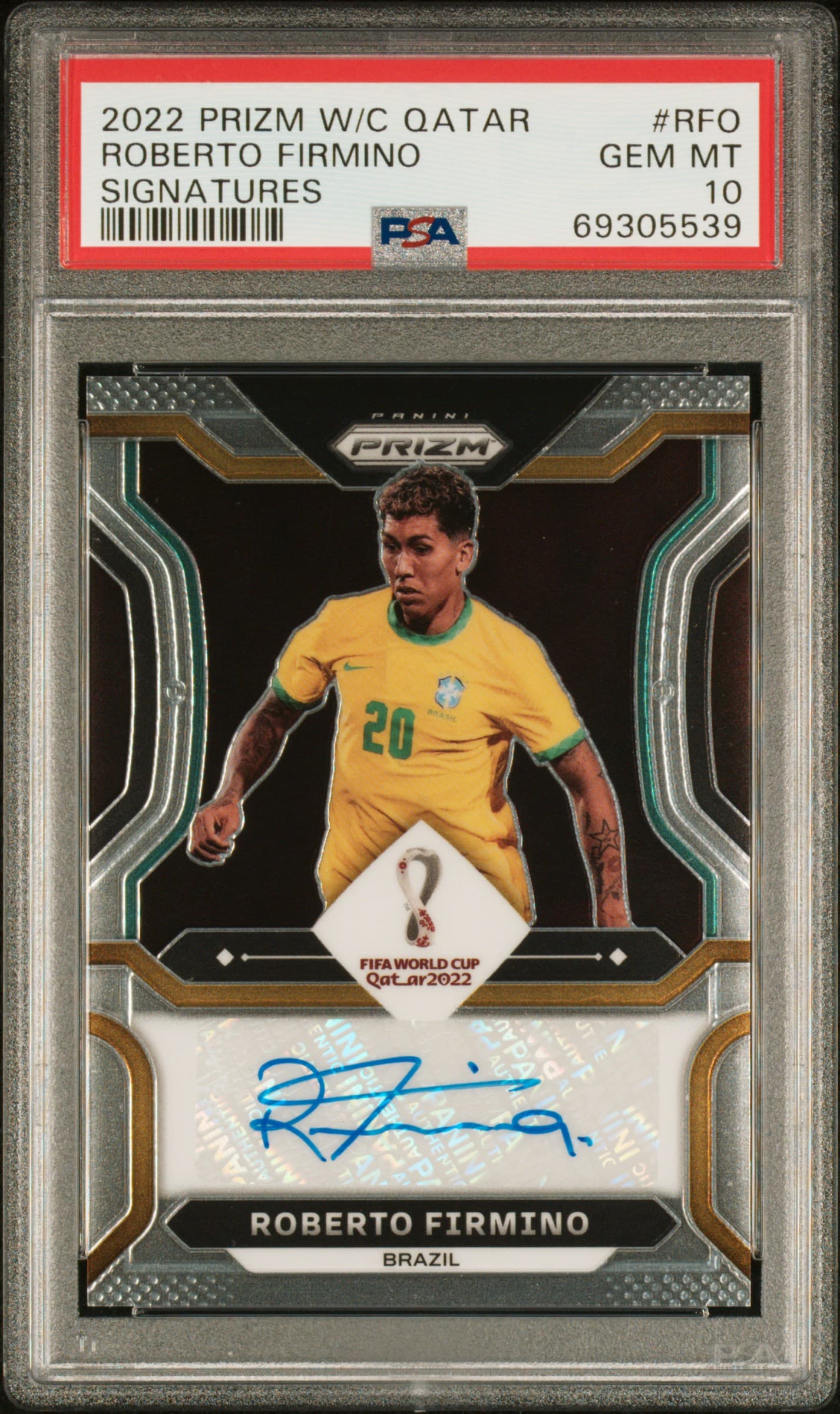 2022 PANINI PRIZM WORLD CUP QATAR SIGNATURES ROBERTO FIRMINO #RFO SIGNATURES GEM MT 10 69305539