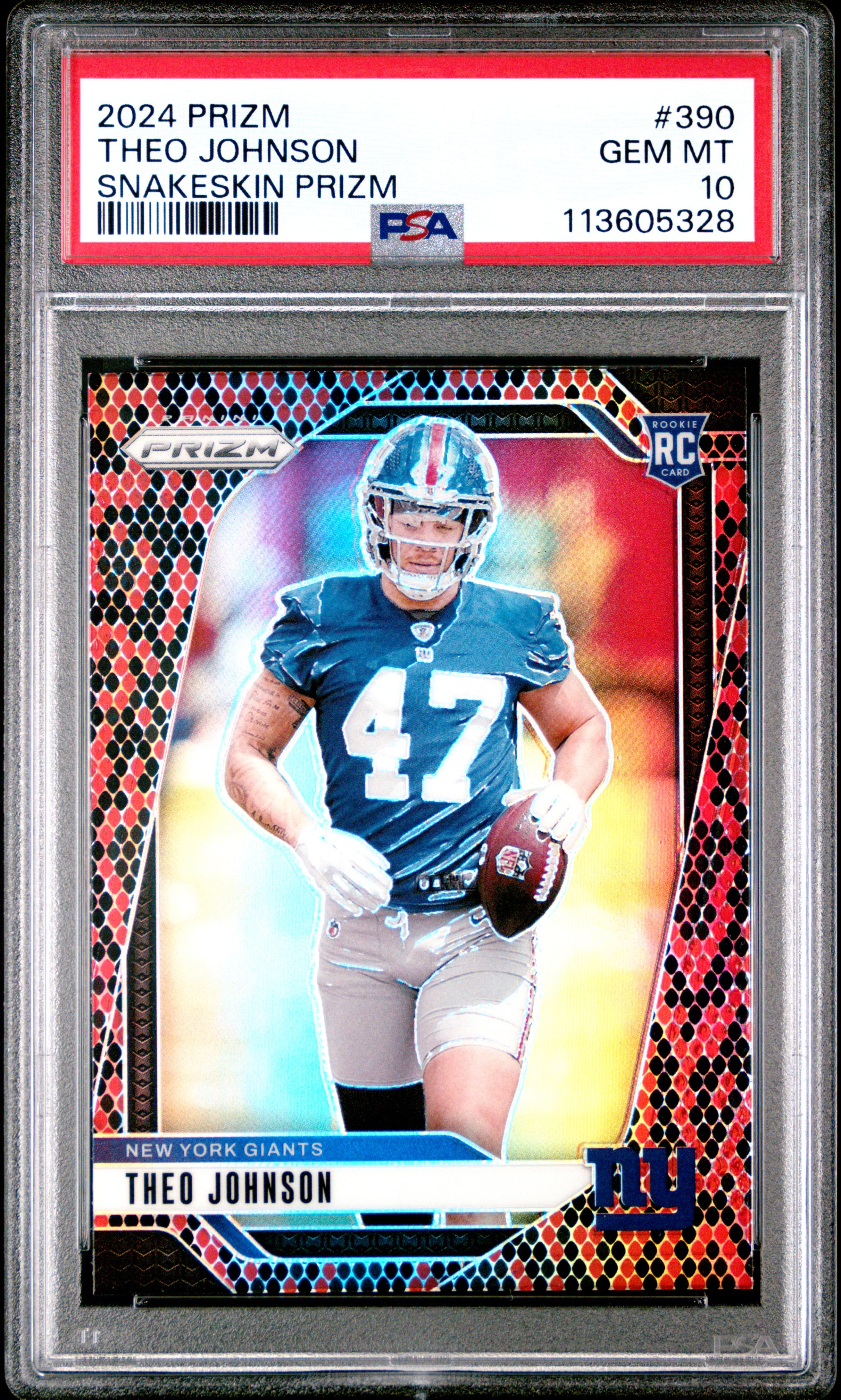 2024 PANINI PRIZM THEO JOHNSON #390 SNAKESKIN PRIZM GEM MT 10 113605328