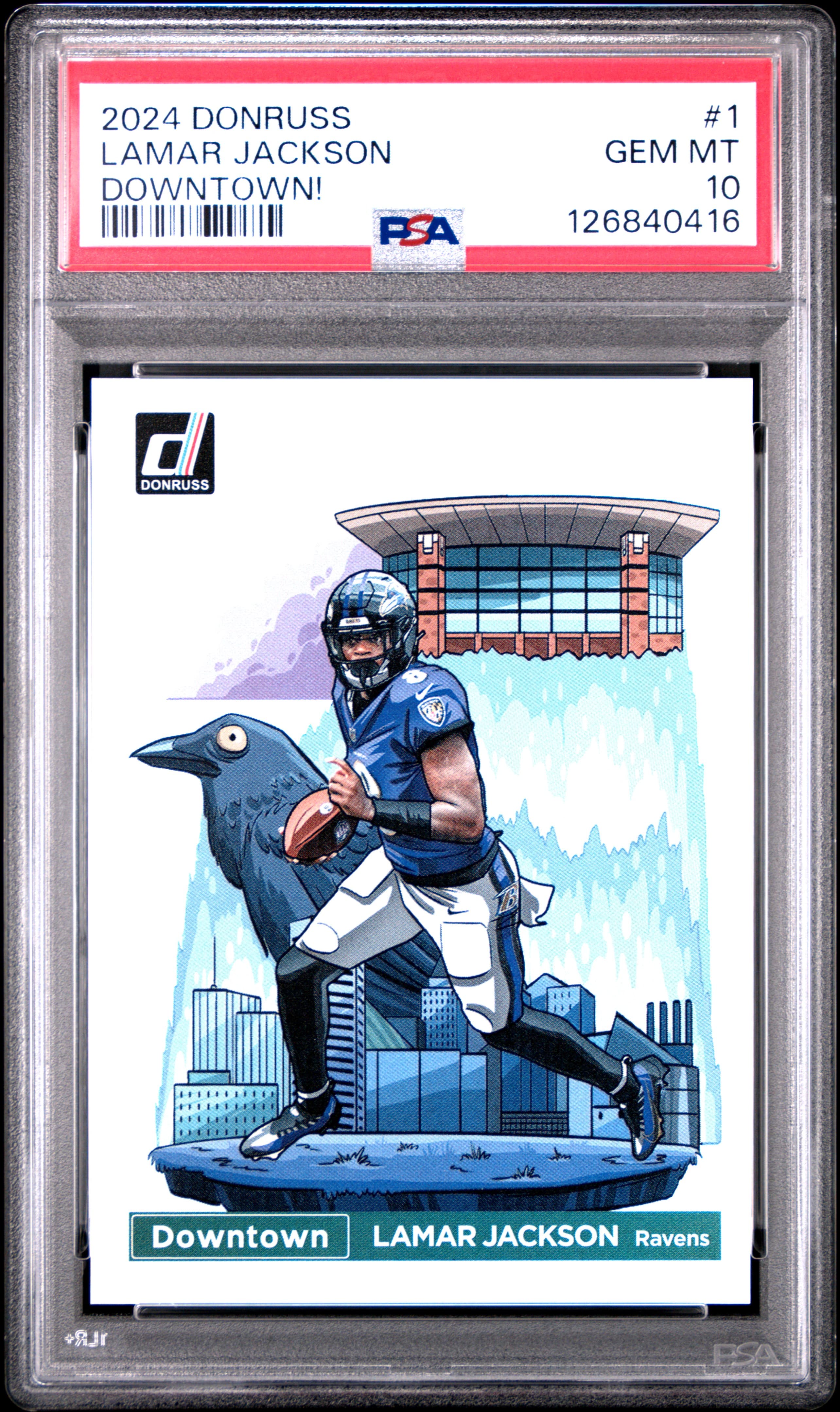 2024 PANINI DONRUSS DOWNTOWN! LAMAR JACKSON #1 GEM MT 10 126840416