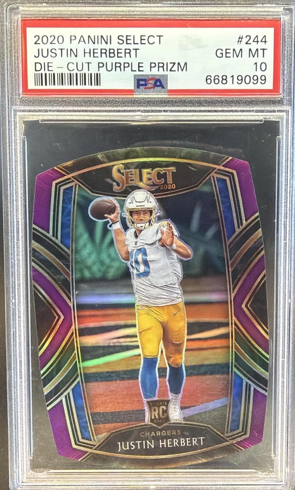 2020 PANINI SELECT JUSTIN HERBERT #244 DIE-CUT PURPLE PRIZM GEM MT 10 66819099
