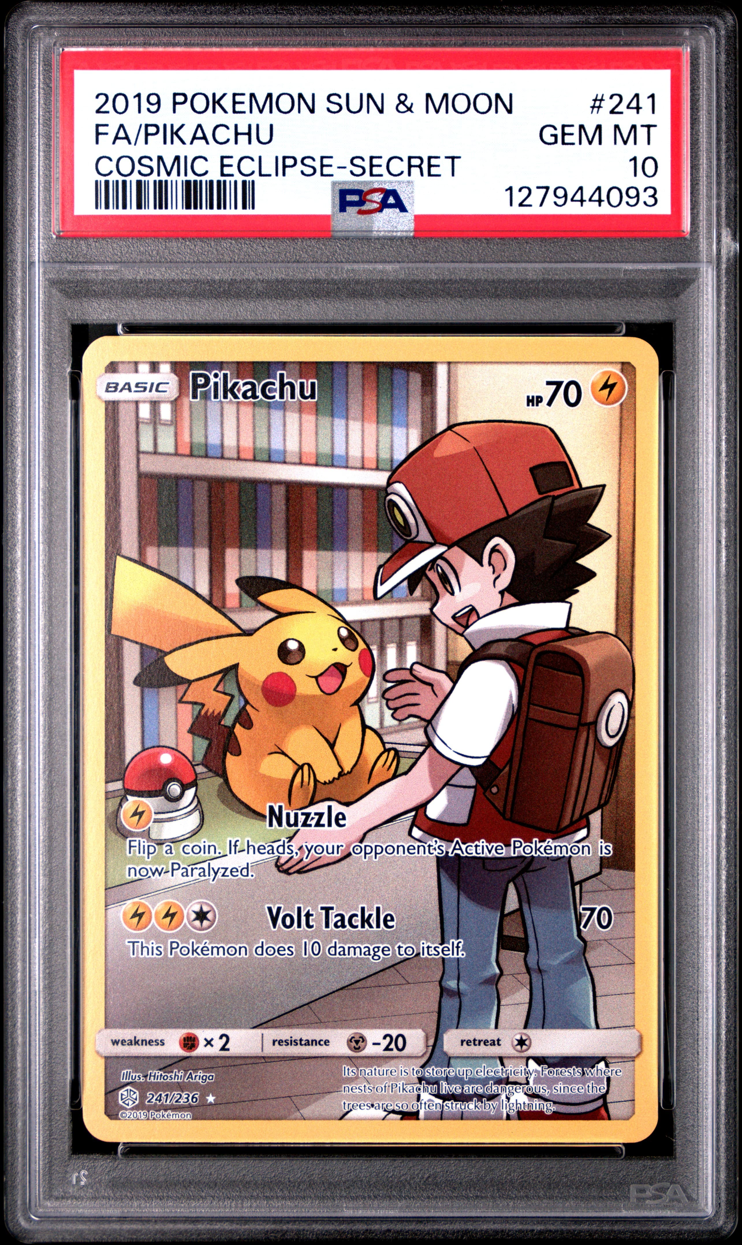 2019 POKEMON SUN & MOON COSMIC ECLIPSE FA/PIKACHU #241 COSMIC ECLIPSE-SECRET GEM MT 10 127944093