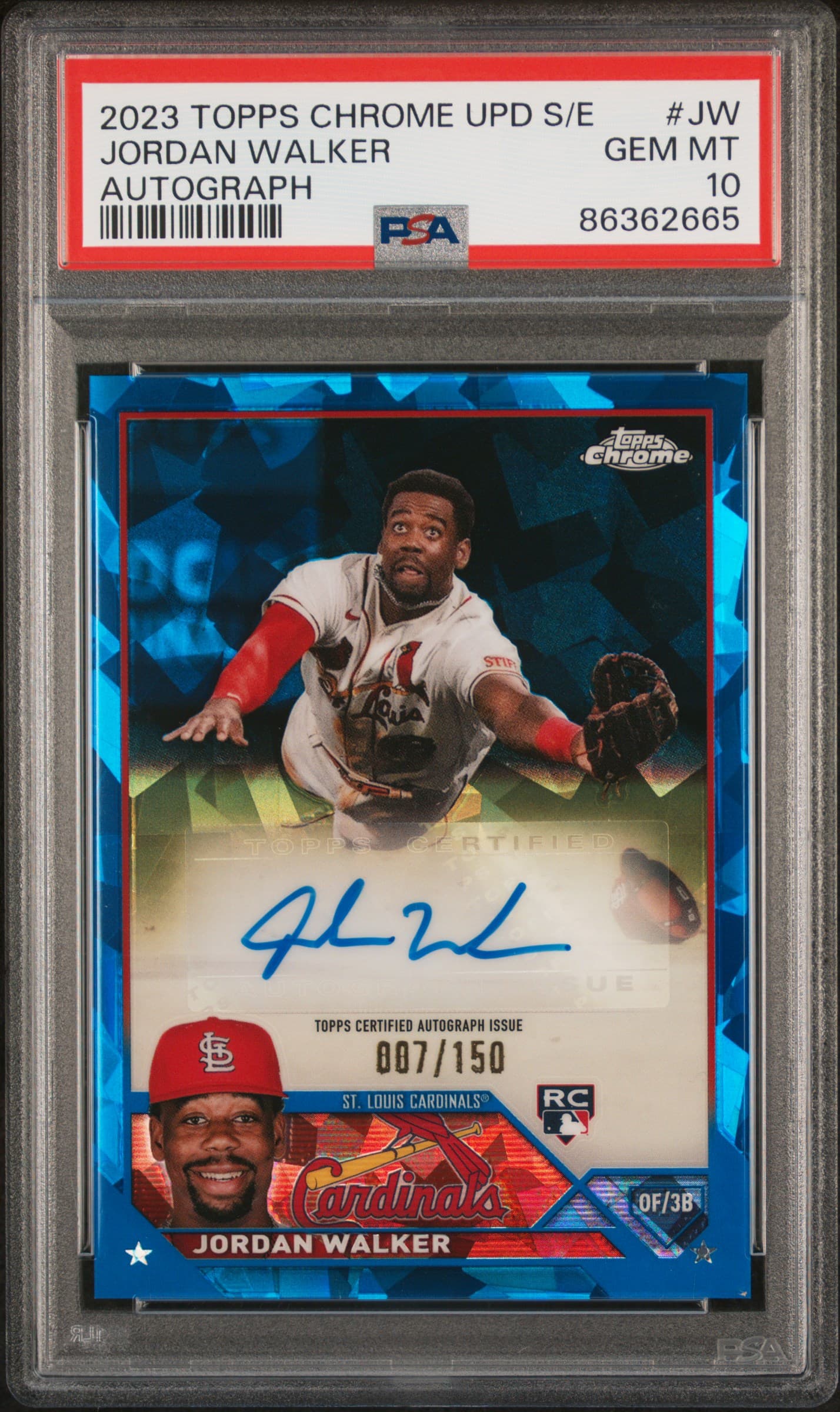 2023 TOPPS CHROME UPDATE SAPPHIRE EDITION AUTOGRAPH JORDAN WALKER #JW GEM MT 10 86362665