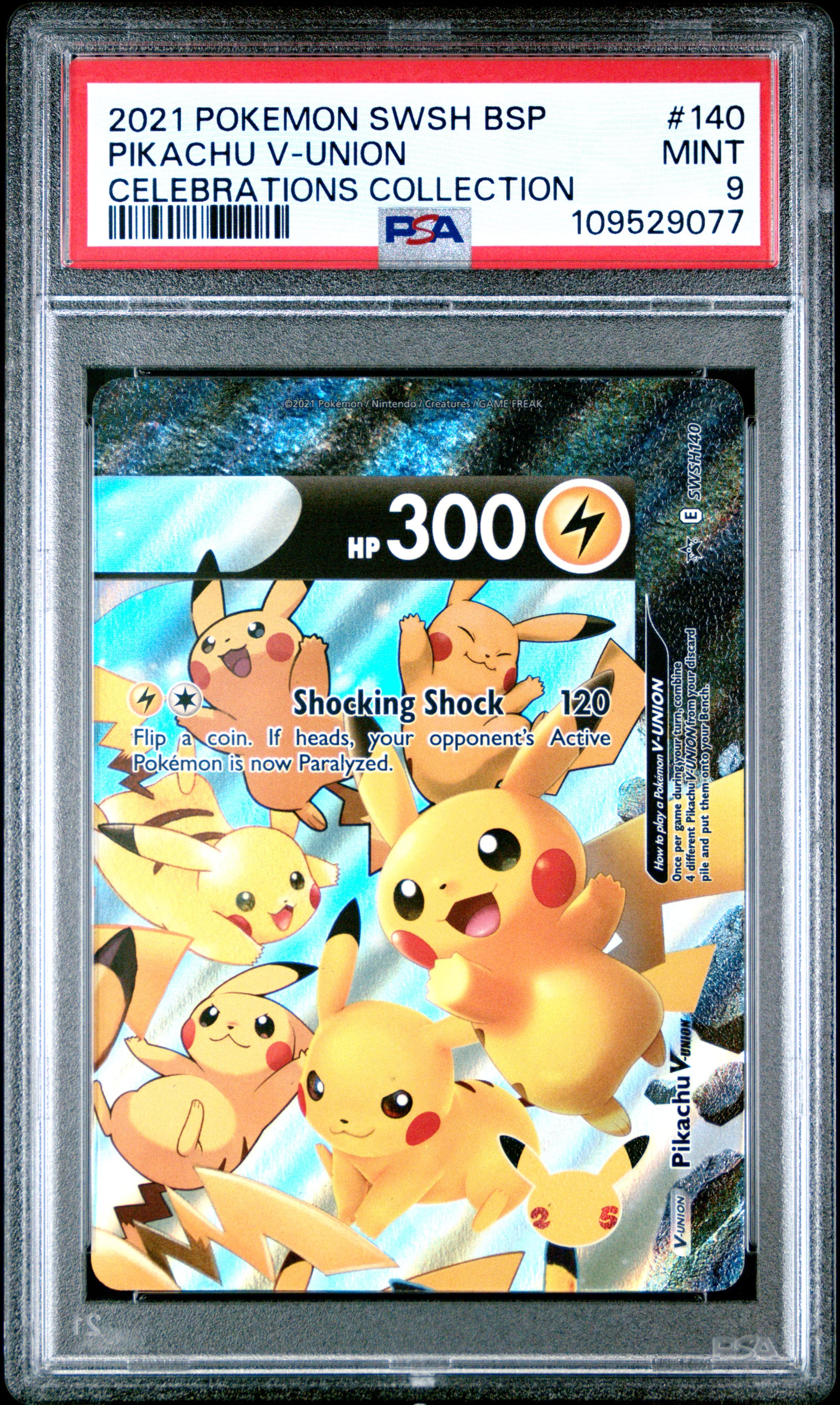 2021 POKEMON SWSH BLACK STAR PROMO PIKACHU V-UNION #140 CELEBRATIONS COLLECTION MINT 9 109529077