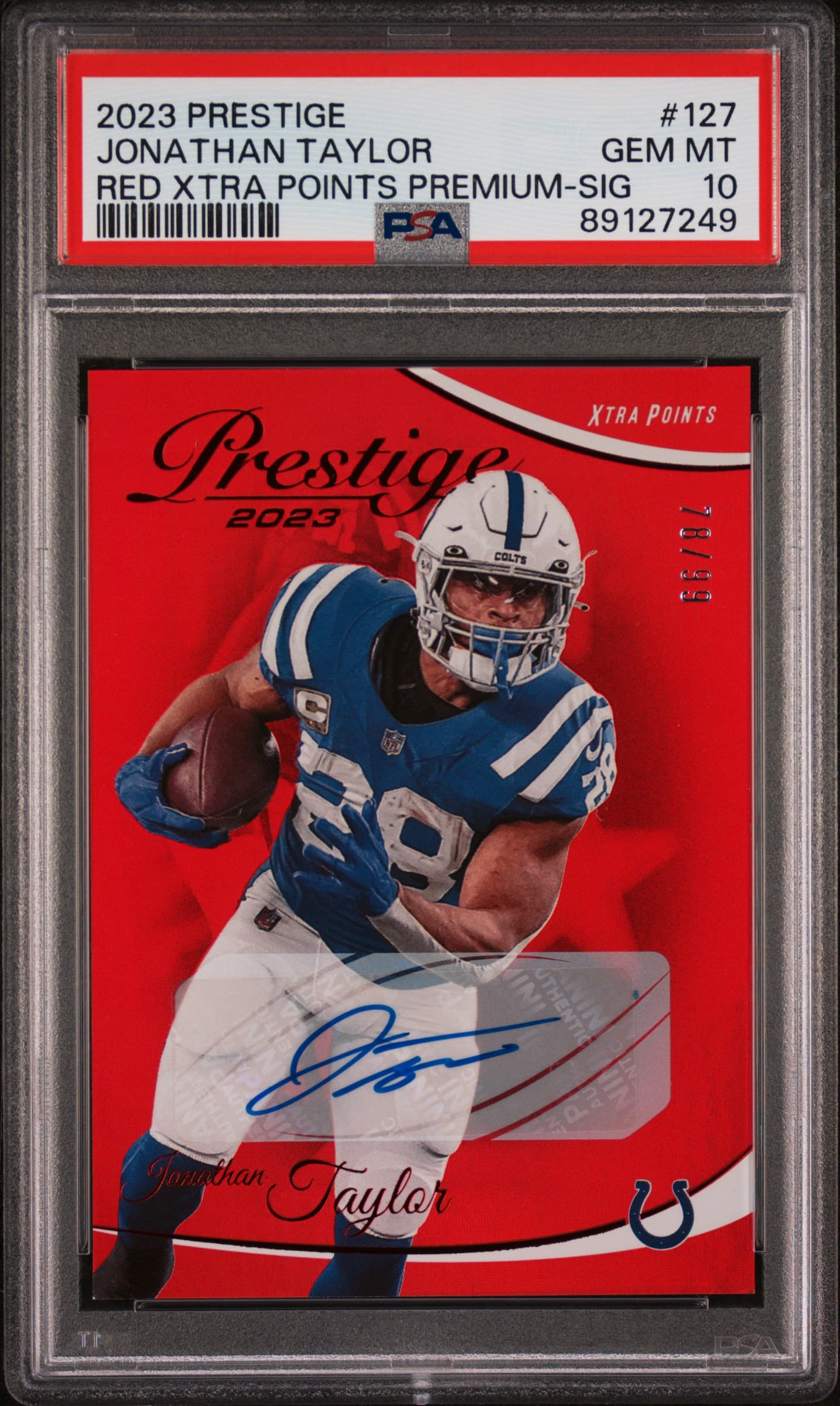 2023 PANINI PRESTIGE JONATHAN TAYLOR #127 SIG-RED XTRA POINTS PREMIUM GEM MT 10 89127249