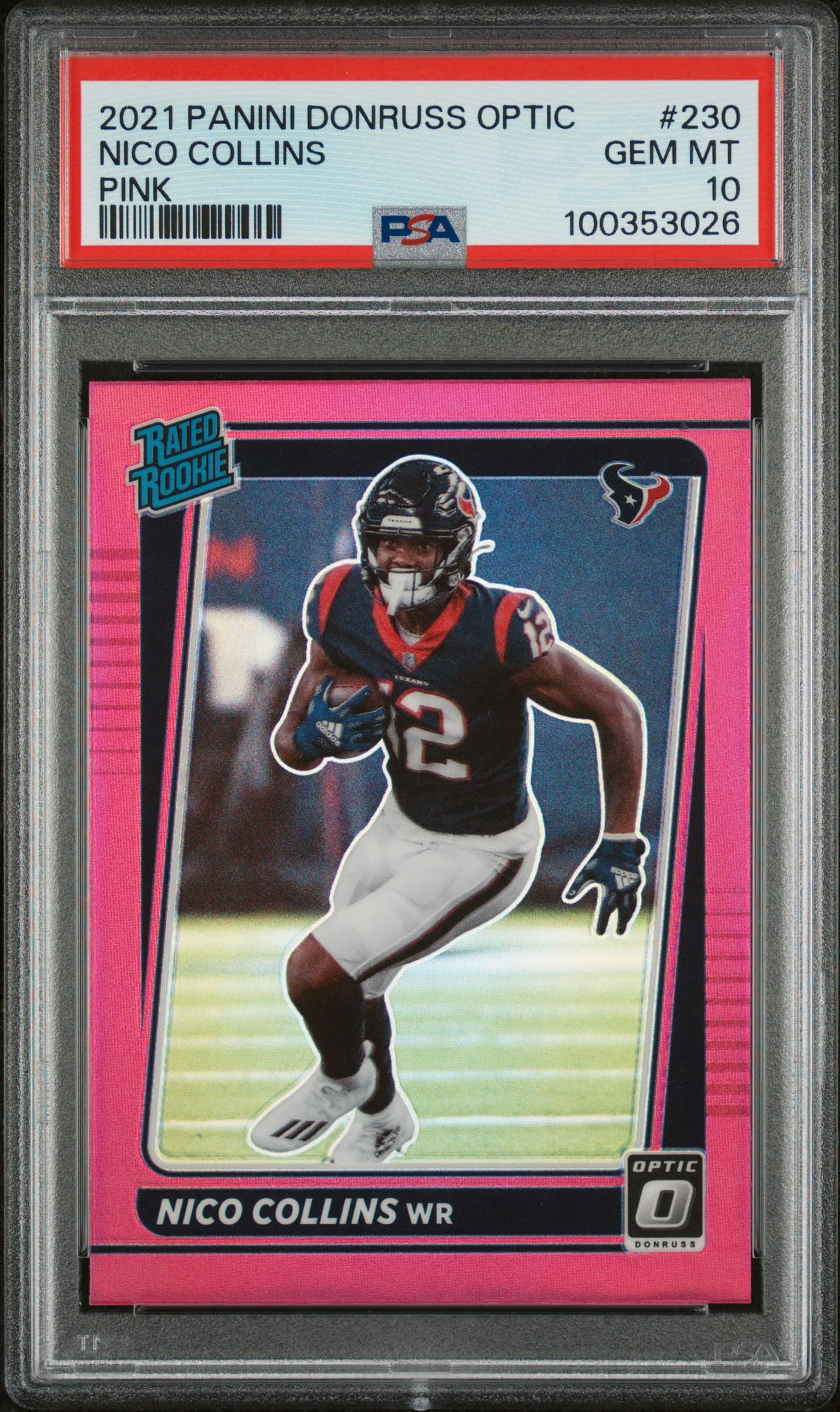 2021 PANINI DONRUSS OPTIC NICO COLLINS #230 PINK GEM MT 10 100353026