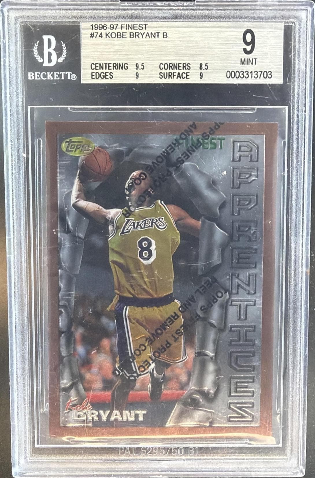 1996-97 FINEST KOBE BRYANT BRONZE #74 BGS 9