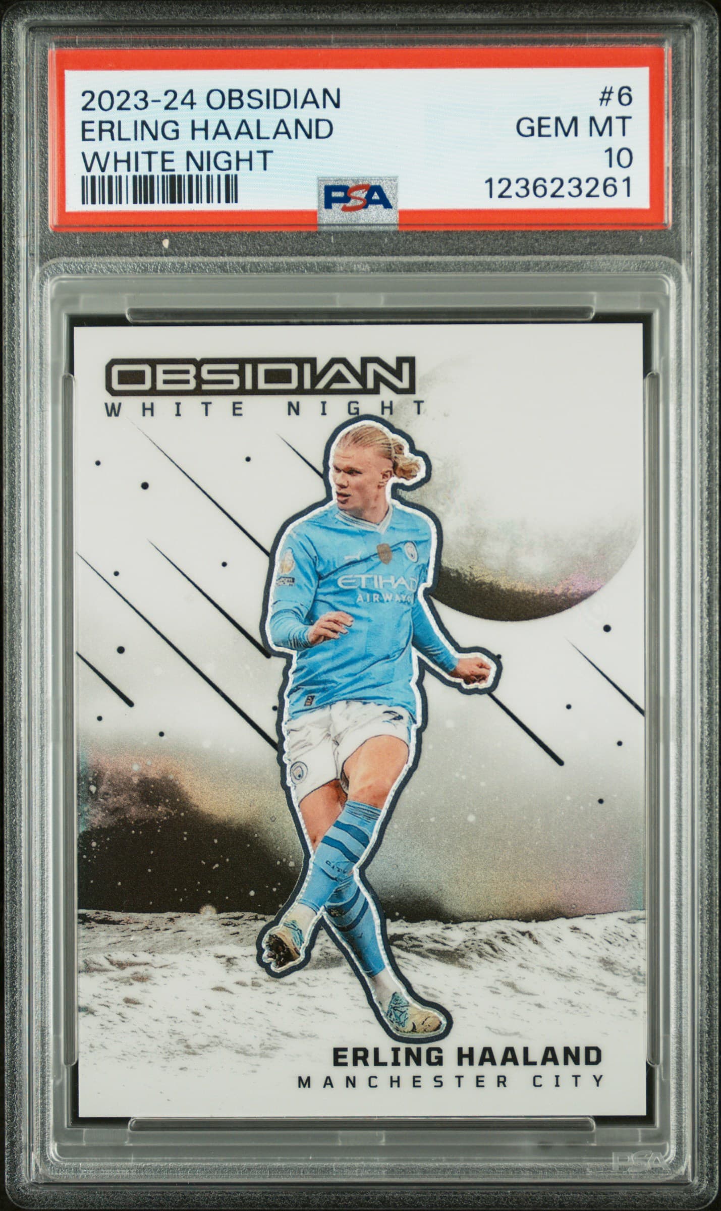 2023 PANINI OBSIDIAN WHITE NIGHT ERLING HAALAND #6 GEM MT 10 123623261