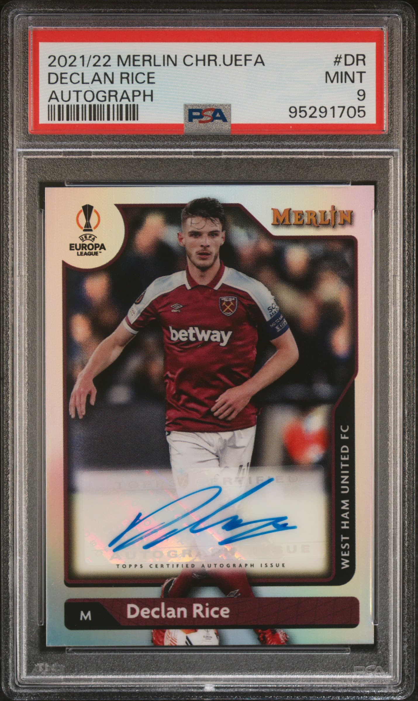 2021-2022 TOPPS MERLIN CHROME UEFA LEAGUE AUTOGRAPHS DECLAN RICE #DR AUTOGRAPH MINT 9 95291705