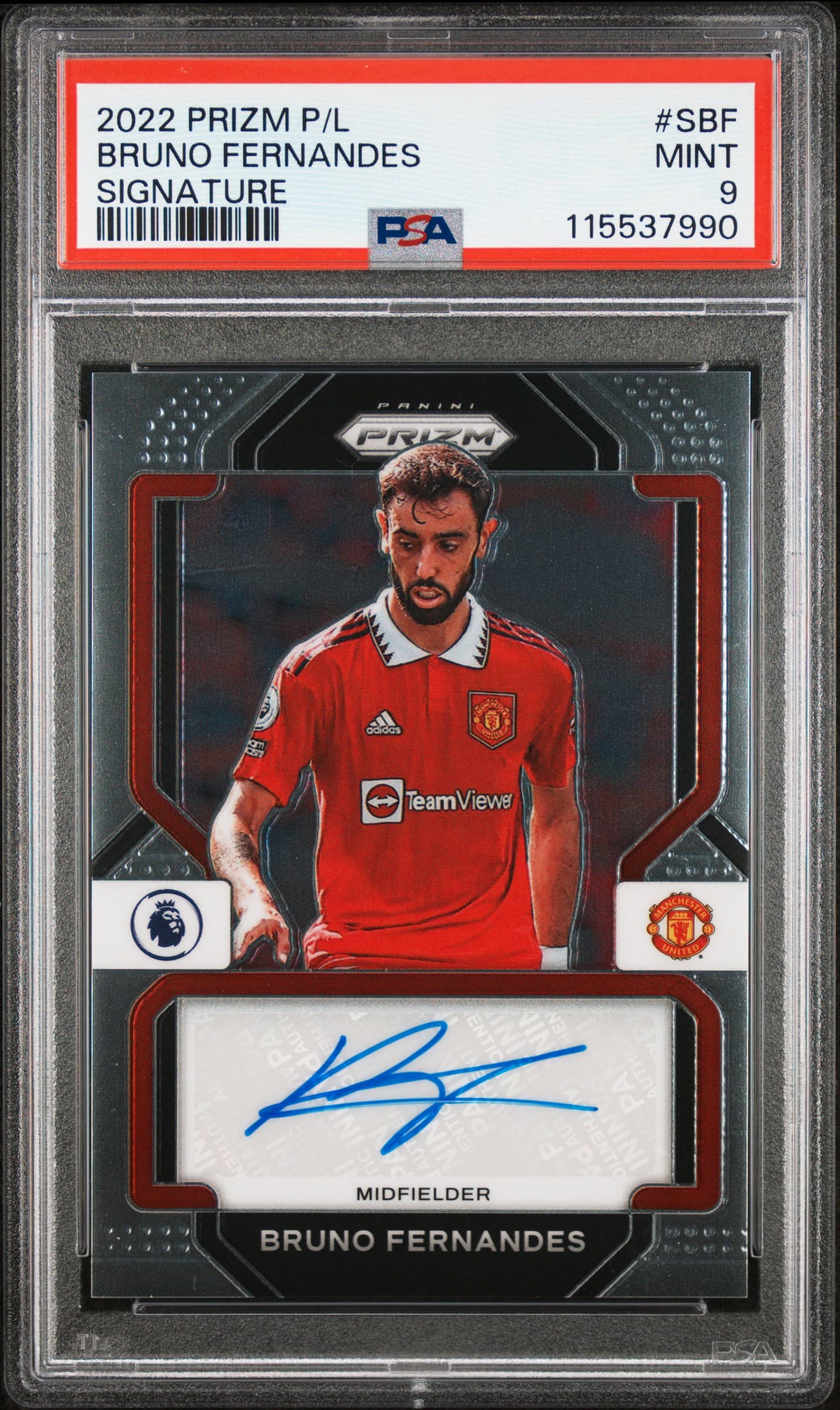 2022-23 PANINI PRIZM PREMIER LEAGUE SIGNATURES BRUNO FERNANDES #SBF SIGNATURE MINT 9 115537990