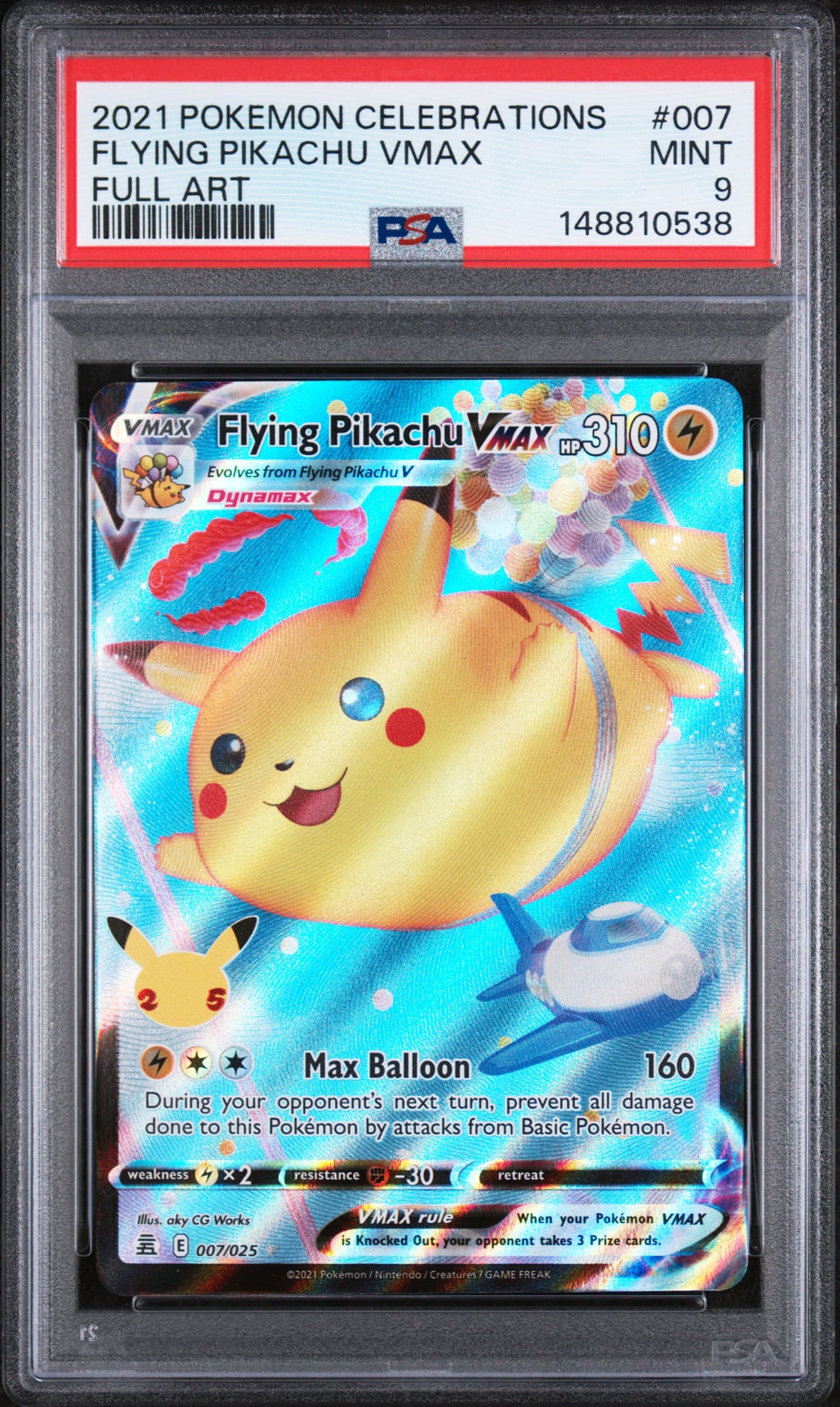 2021 POKEMON CELEBRATIONS FLYING PIKACHU VMAX #007 FULL ART MINT 9 148810538