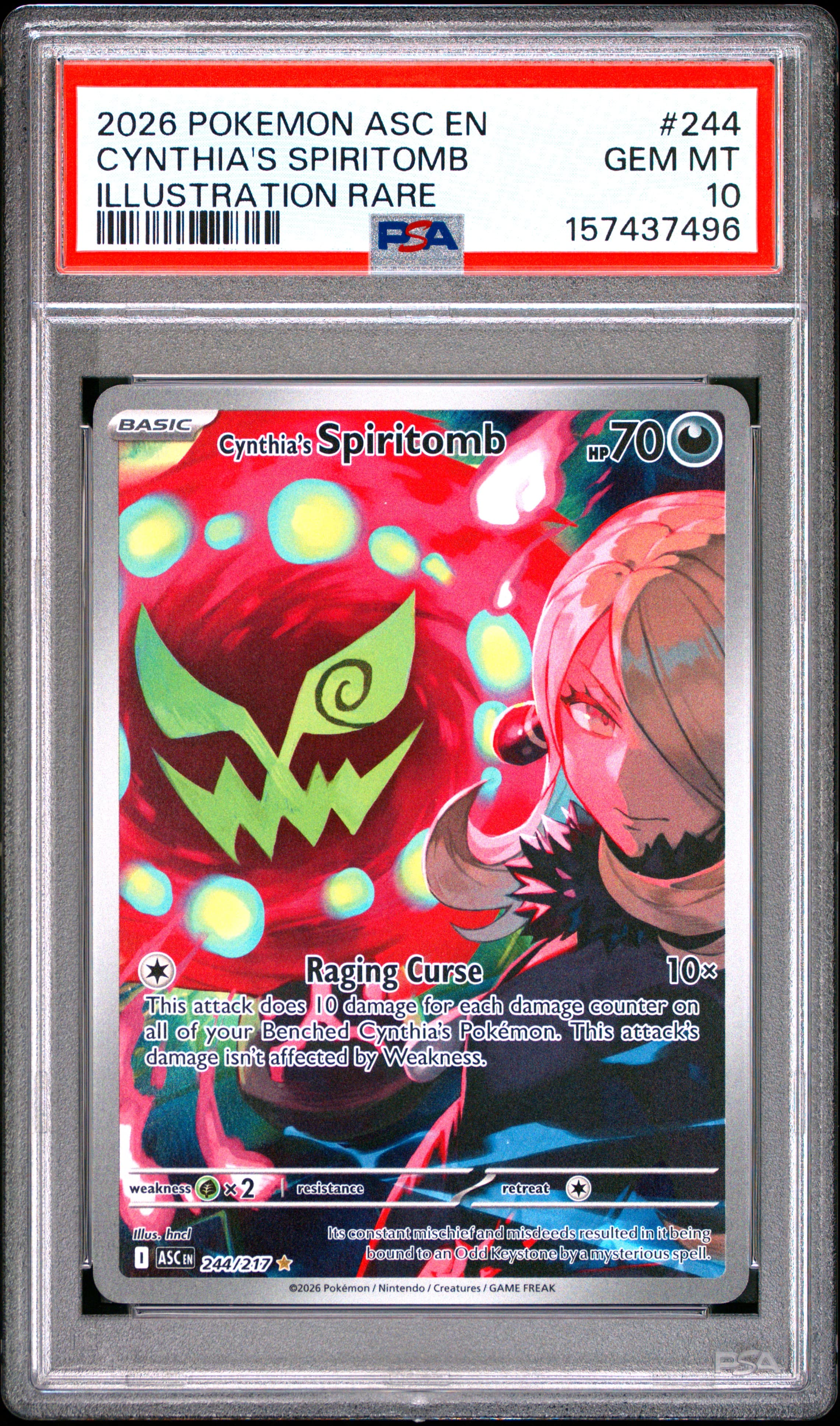 2026 POKEMON ASC EN-ASCENDED HEROES CYNTHIA'S SPIRITOMB #244 ILLUSTRATION RARE GEM MT 10 157437496