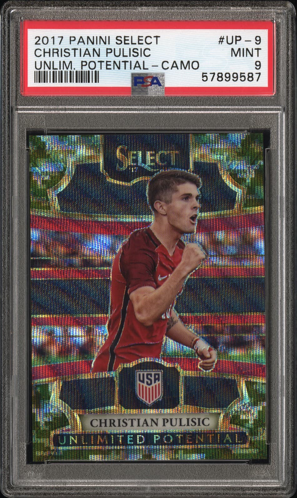 2017 PANINI SELECT UNLIMITED POTENTIAL CHRISTIAN PULISIC #UP-9 UNLIM. POTENTIAL-CAMO MINT 9 57899587