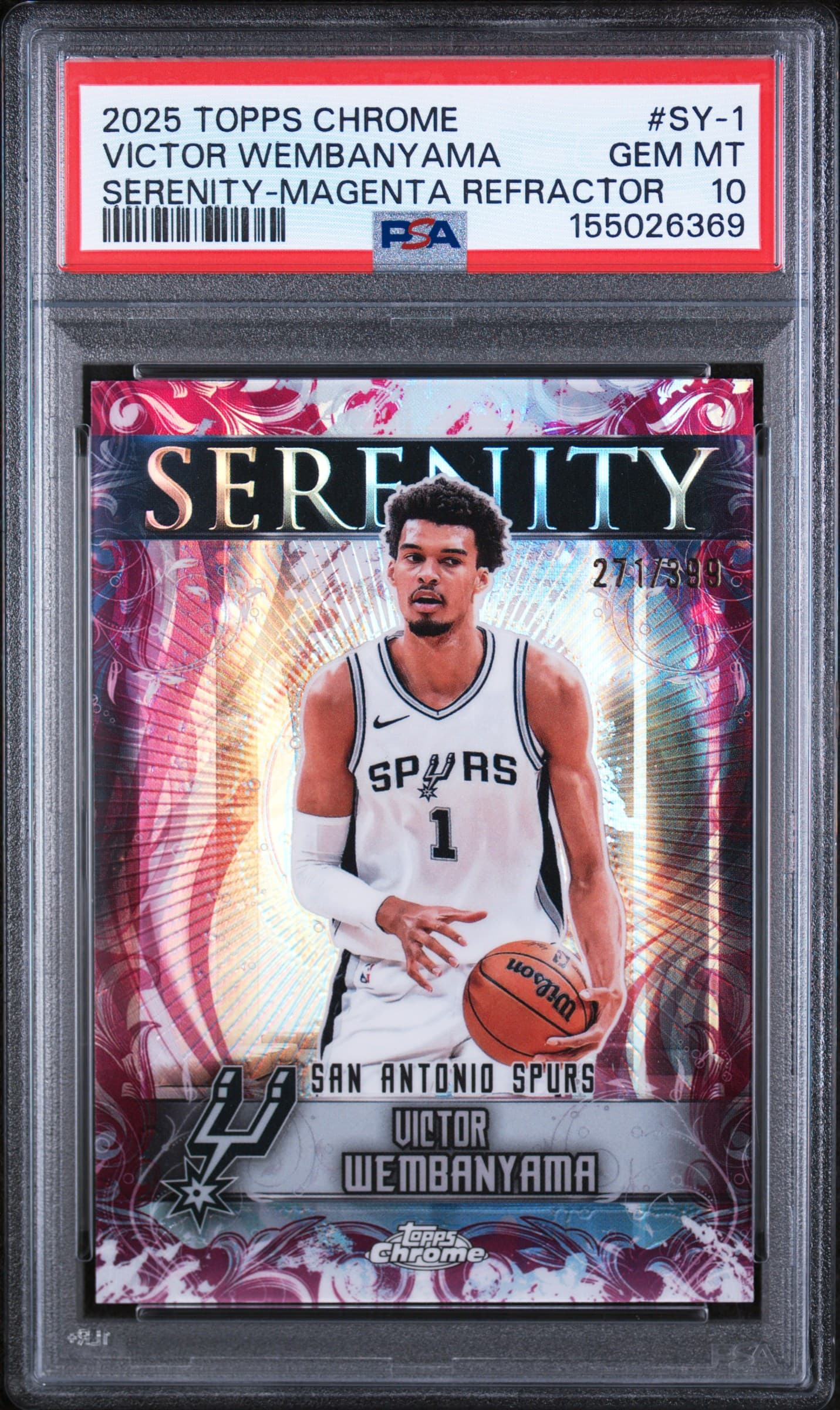 2025 TOPPS CHROME SERENITY VICTOR WEMBANYAMA #SY-1 SERENITY-MAGENTA REFRACTOR GEM MT 10 155026369