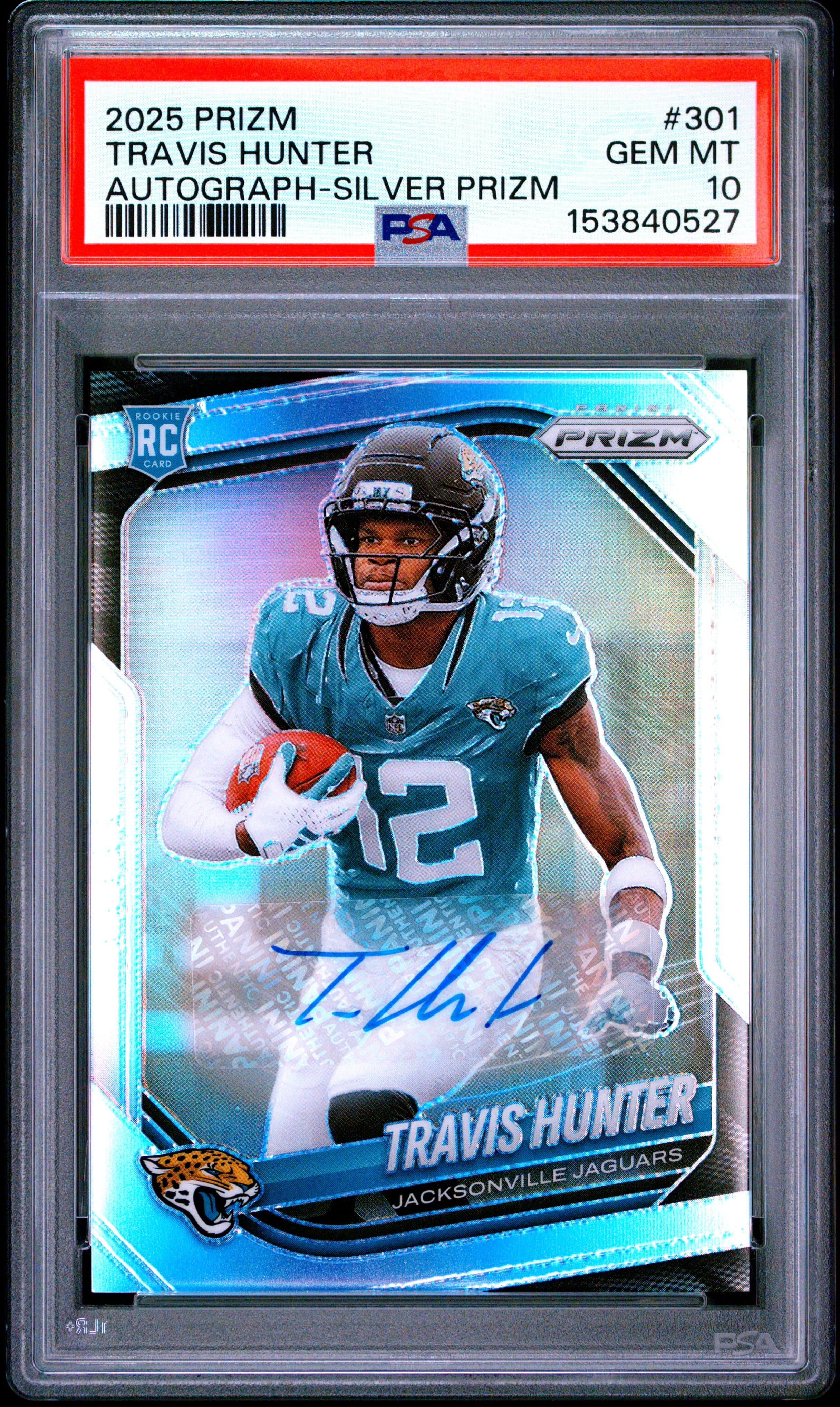 2025 PANINI PRIZM TRAVIS HUNTER #301 AUTOGRAPH-SILVER PRIZM GEM MT 10 153840527
