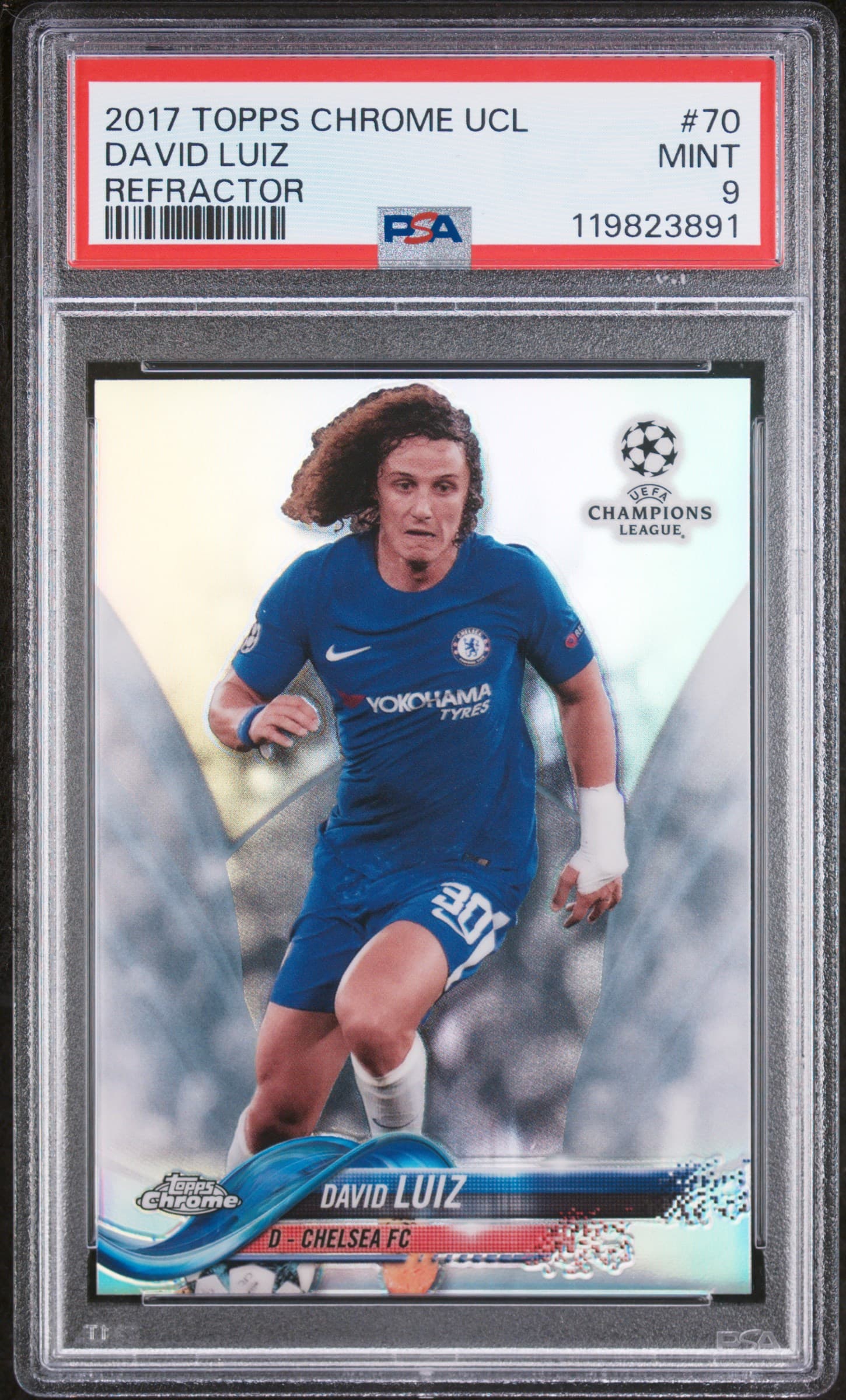 2017 TOPPS CHROME UEFA CHAMPIONS LEAGUE DAVID LUIZ #70 REFRACTOR MINT 9 119823891