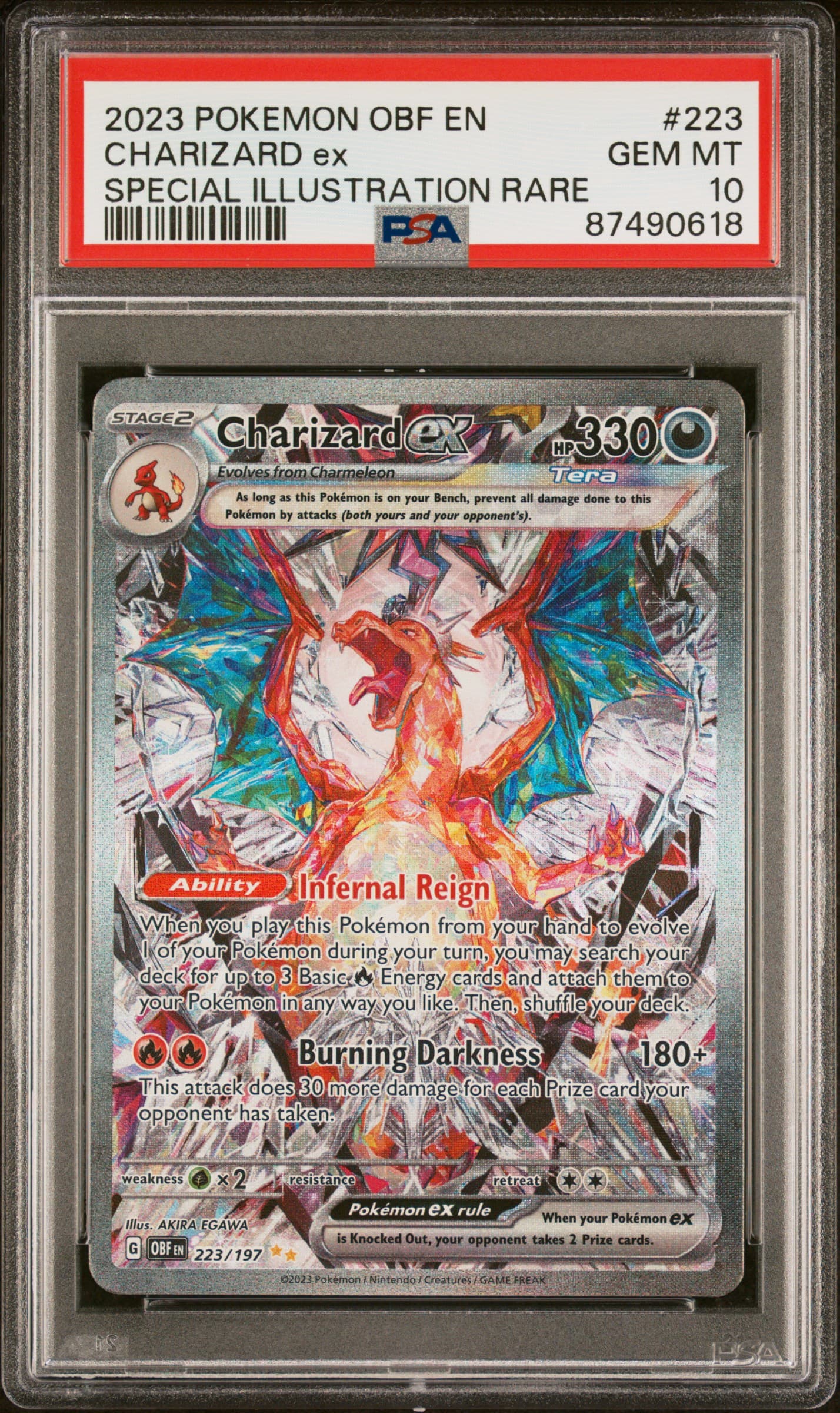 2023 POKEMON OBF EN-OBSIDIAN FLAMES CHARIZARD ex #223 SPECIAL ILLUSTRATION RARE GEM MT 10 87490618