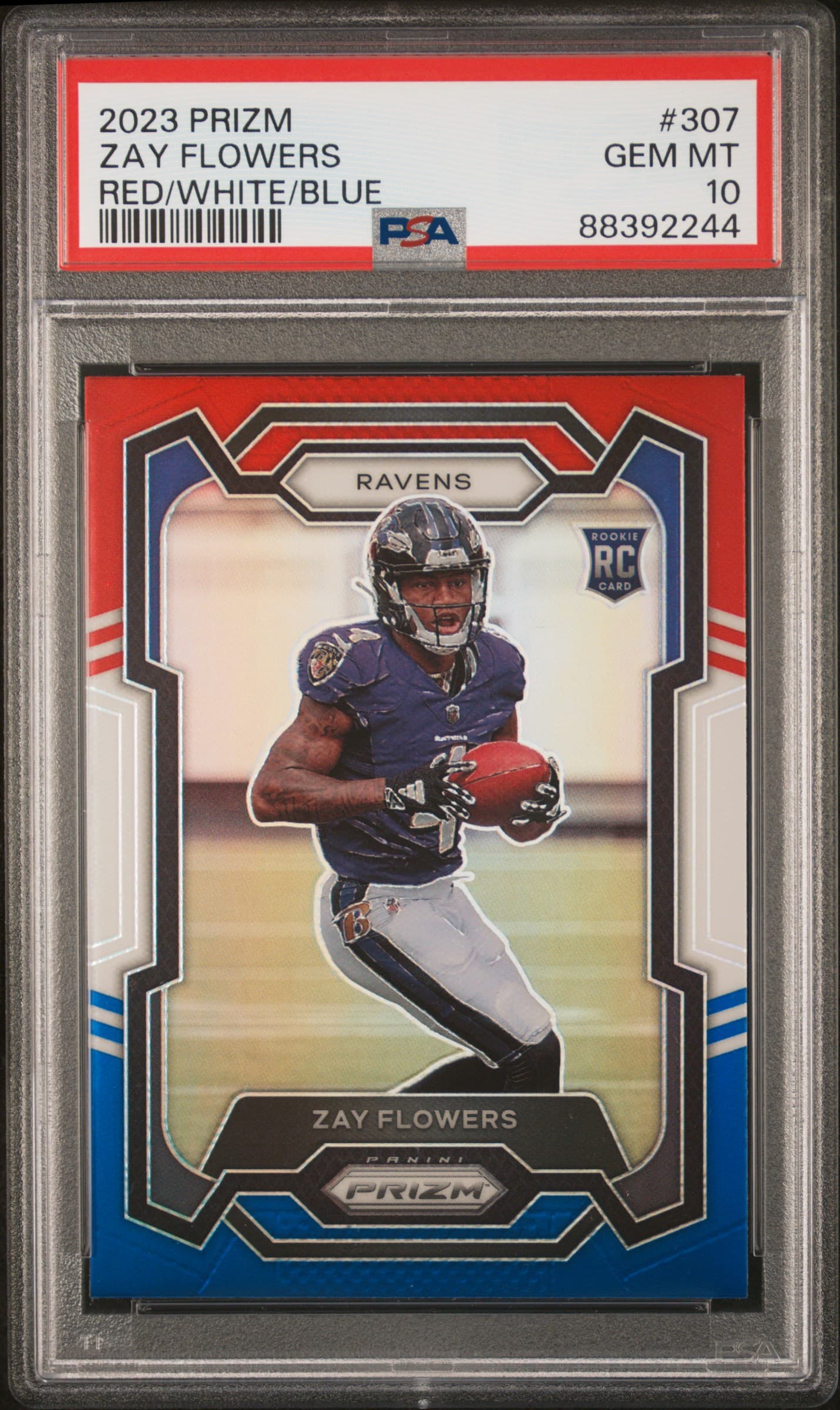 2023 PANINI PRIZM ZAY FLOWERS #307 RED/WHITE/BLUE PRIZM GEM MT 10 88392244