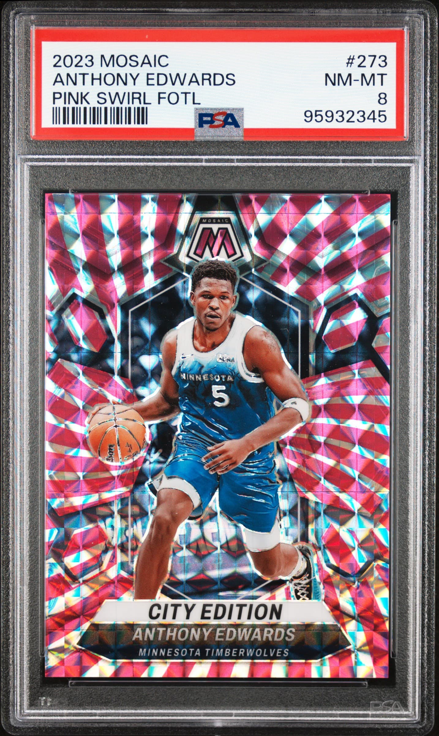 2023 PANINI MOSAIC ANTHONY EDWARDS #273 PINK SWIRL FOTL NM-MT 8 95932345