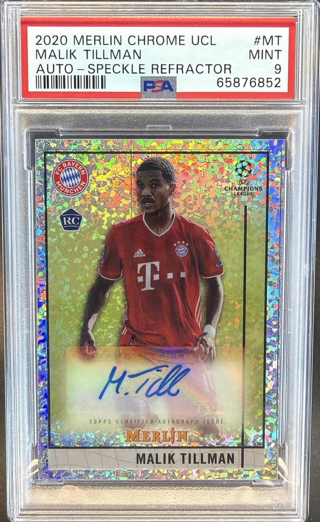 2020 TOPPS MERLIN CHROME UEFA CHAMPIONS LEAGUE AUTOGRAPHS MALIK TILLMAN #MT AUTO-SPECKLE REFRACTOR MINT 9 65876852