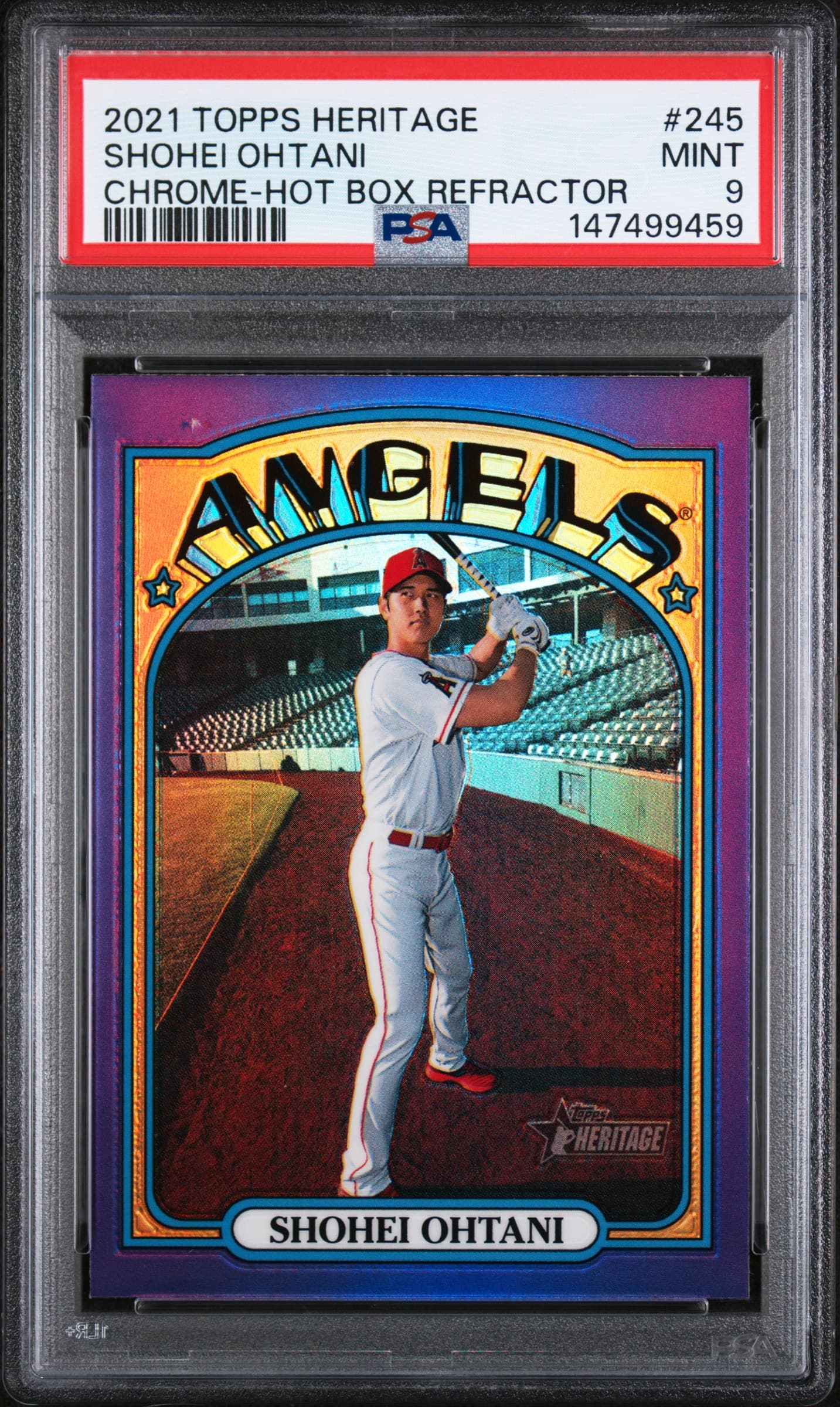 2021 TOPPS HERITAGE SHOHEI OHTANI #245 CHROME-HOT BOX REFRACTOR MINT 9 147499459