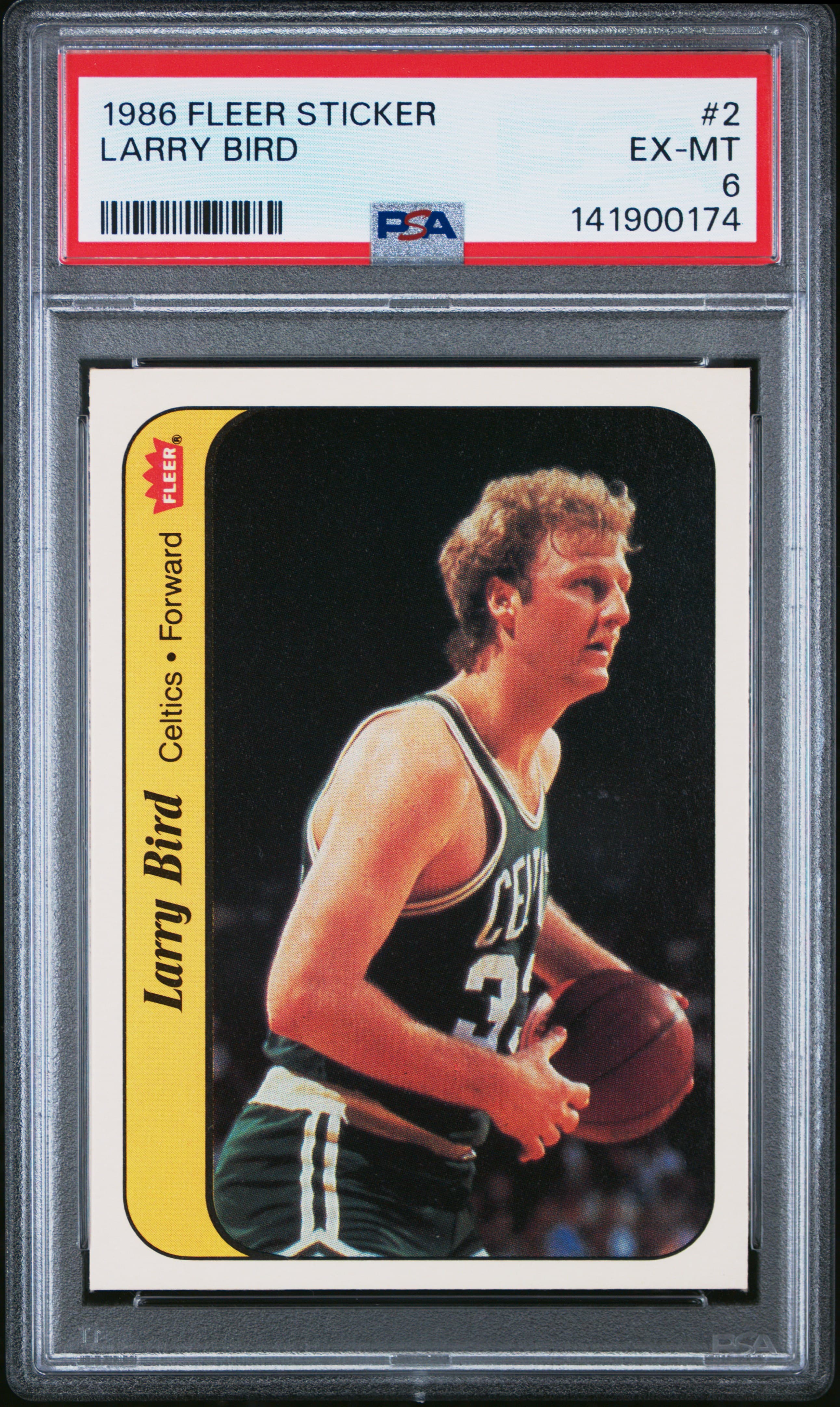 1986 FLEER STICKER LARRY BIRD #2 EX-MT 6 141900174