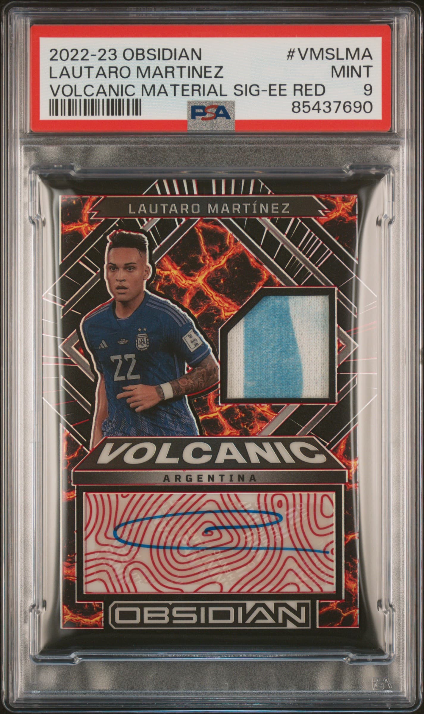 2022-23 PANINI OBSIDIAN VOLCANIC MATERIAL SIGNATURES LAUTARO MARTINEZ #VMSLMA VOLCANIC MATERIAL SIG-EE RED MINT 9 85437690
