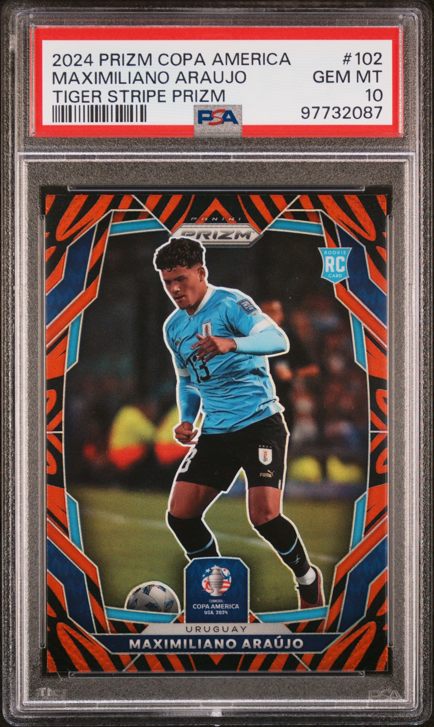 2024 PANINI PRIZM CONMEBOL COPA AMERICA MAXIMILIANO ARAUJO #102 TIGER STRIPE PRIZM GEM MT 10 97732087