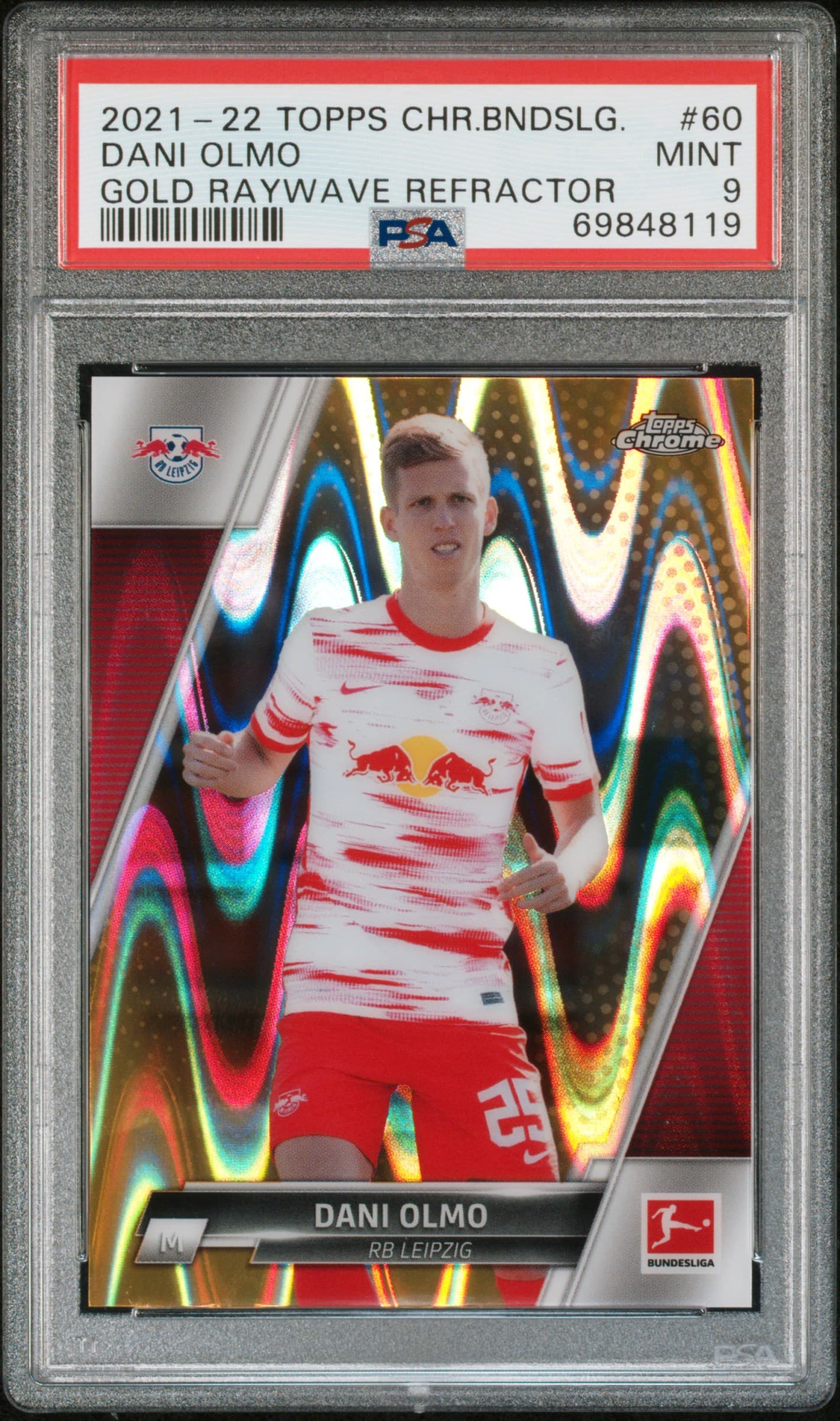 2021 TOPPS CHROME BUNDESLIGA DANI OLMO #60 GOLD RAYWAVE REFRACTOR MINT 9 69848119