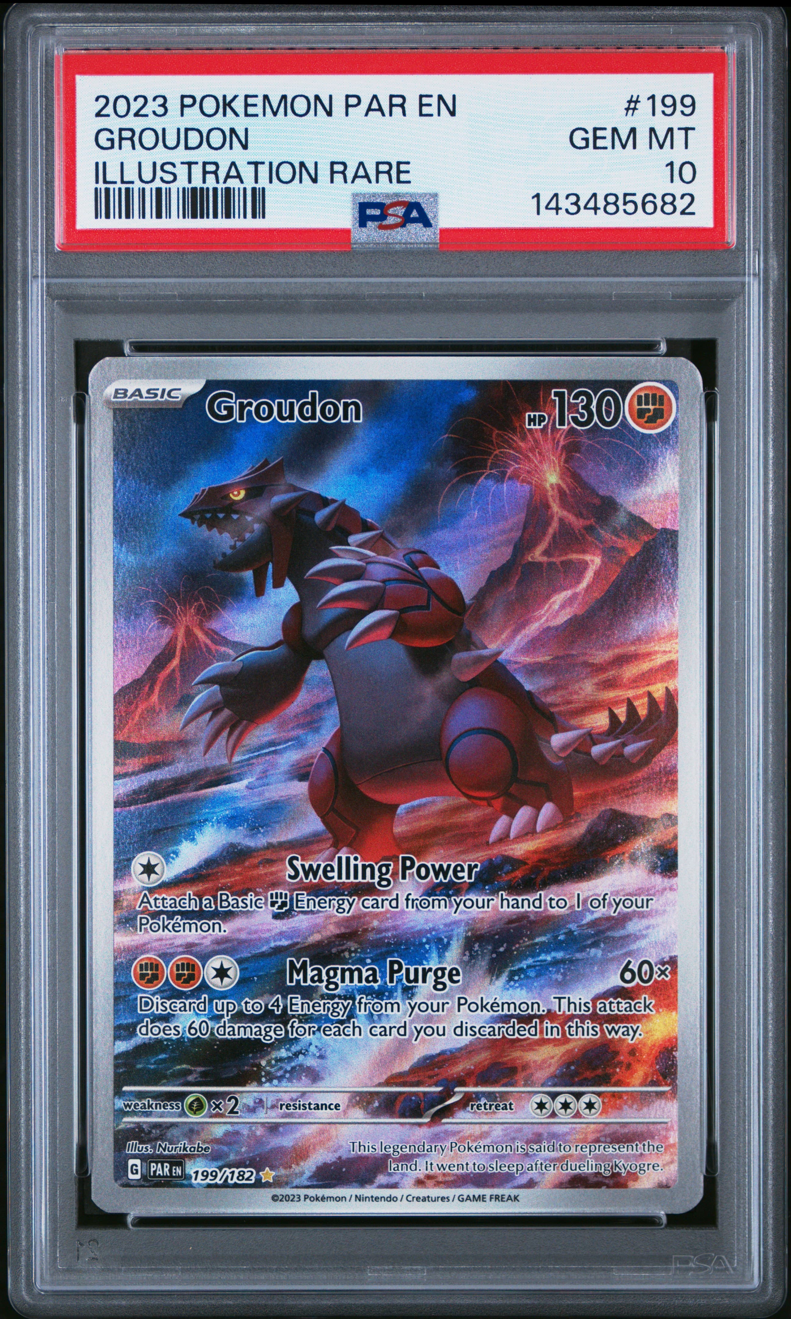 2023 POKEMON PAR EN-PARADOX RIFT GROUDON #199 ILLUSTRATION RARE GEM MT 10 143485682