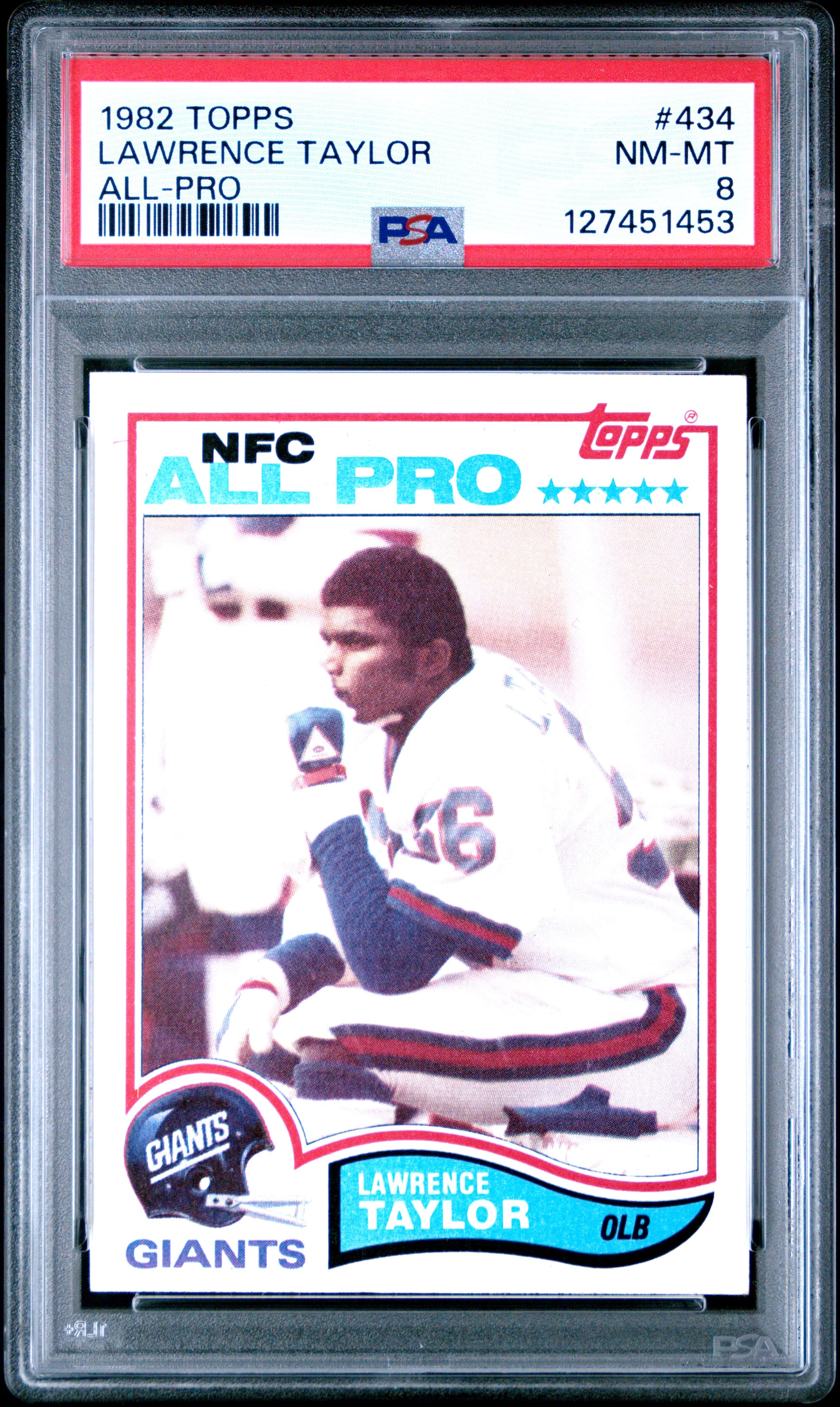1982 TOPPS LAWRENCE TAYLOR #434 ALL-PRO NM-MT 8 127451453