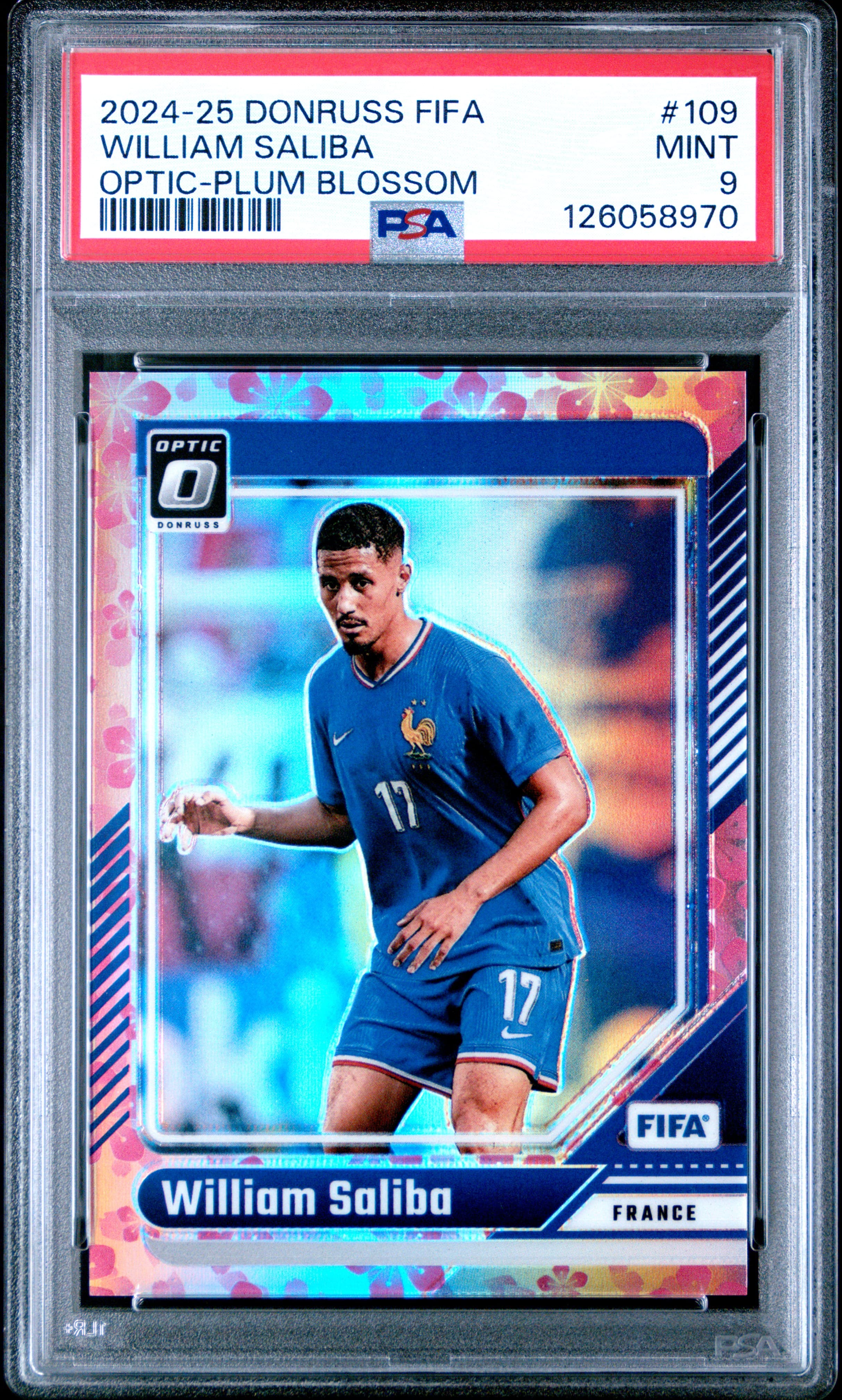 2024-25 PANINI DONRUSS FIFA WILLIAM SALIBA #109 OPTIC-PLUM BLOSSOM MINT 9 126058970