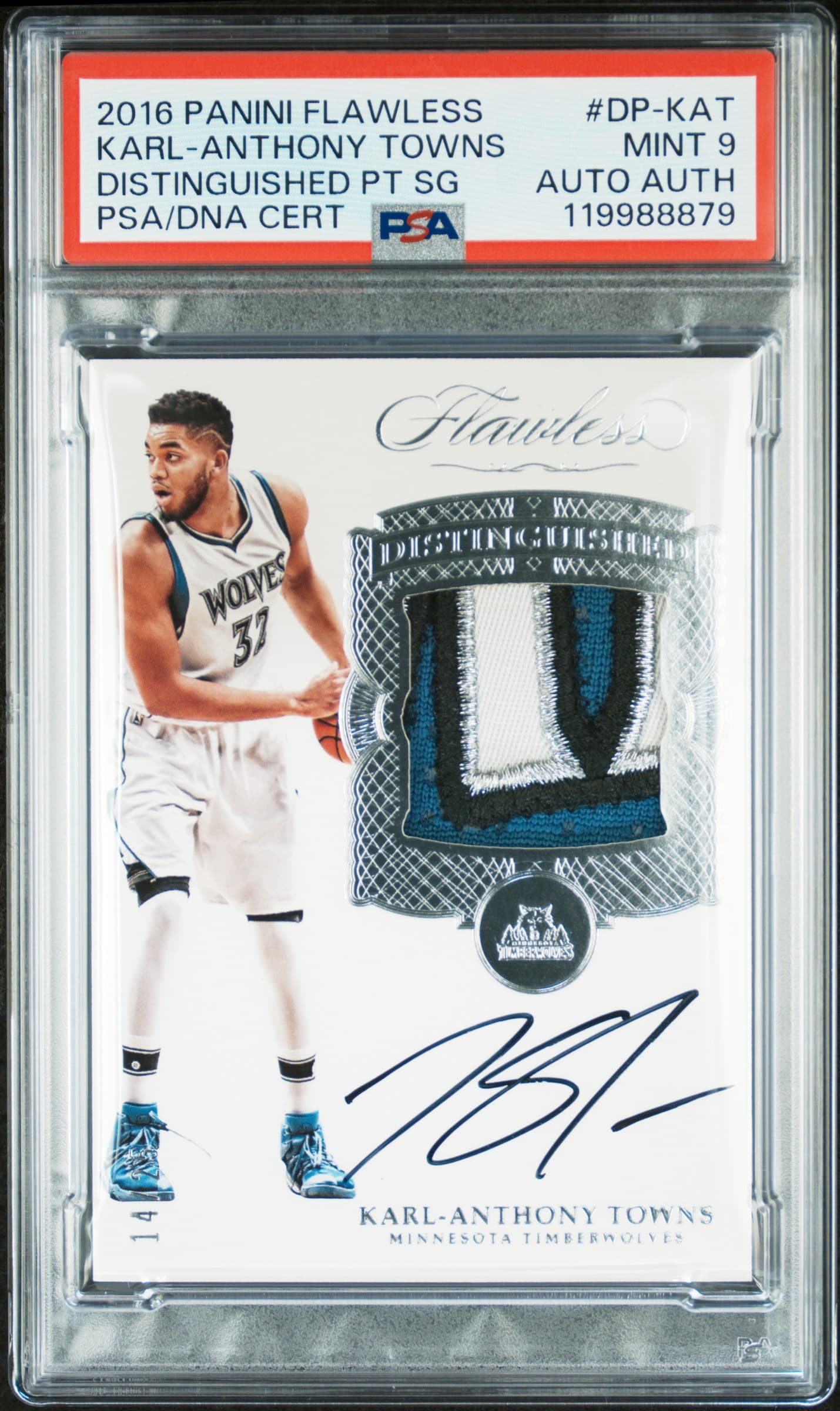 2016 PANINI FLAWLESS DISTINGUISHED PATCH SIGNATURES KARL-ANTHONY TOWNS #DP-KAT DISTINGUISHED PT SG MINT 9 119988879