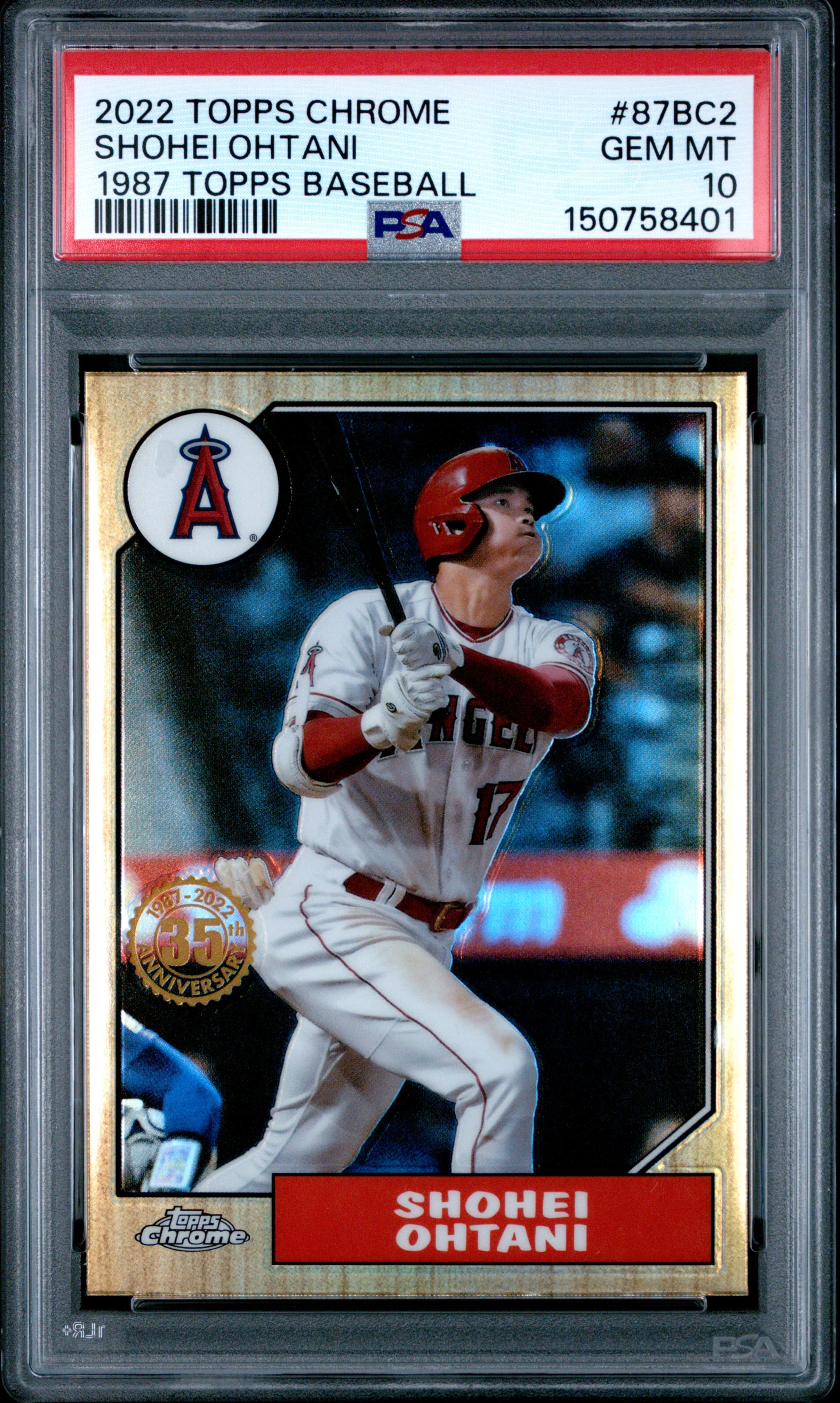 2022 TOPPS CHROME 1987 TOPPS BASEBALL SHOHEI OHTANI #87BC2 1987 TOPPS BASEBALL GEM MT 10 150758401
