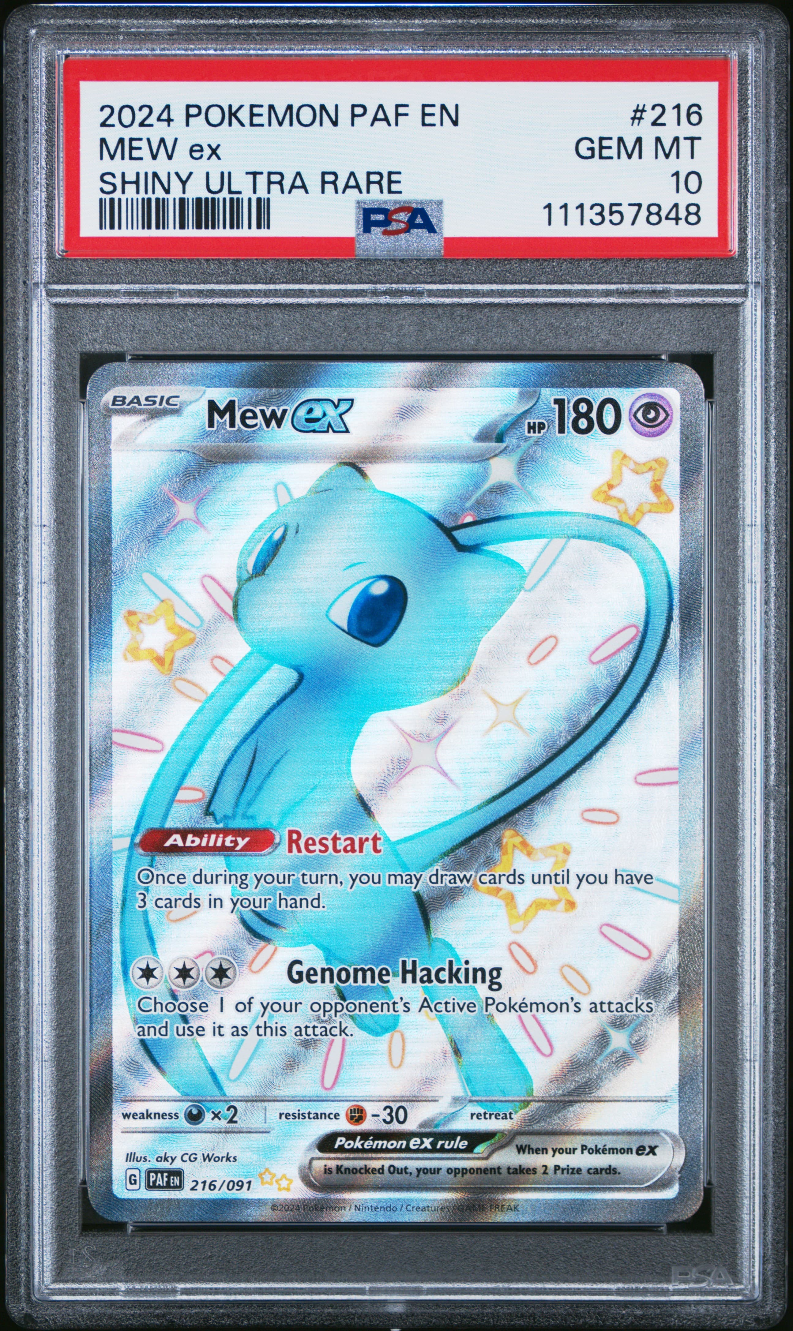 2024 POKEMON PAF EN-PALDEAN FATES MEW ex #216 SHINY ULTRA RARE GEM MT 10 111357848