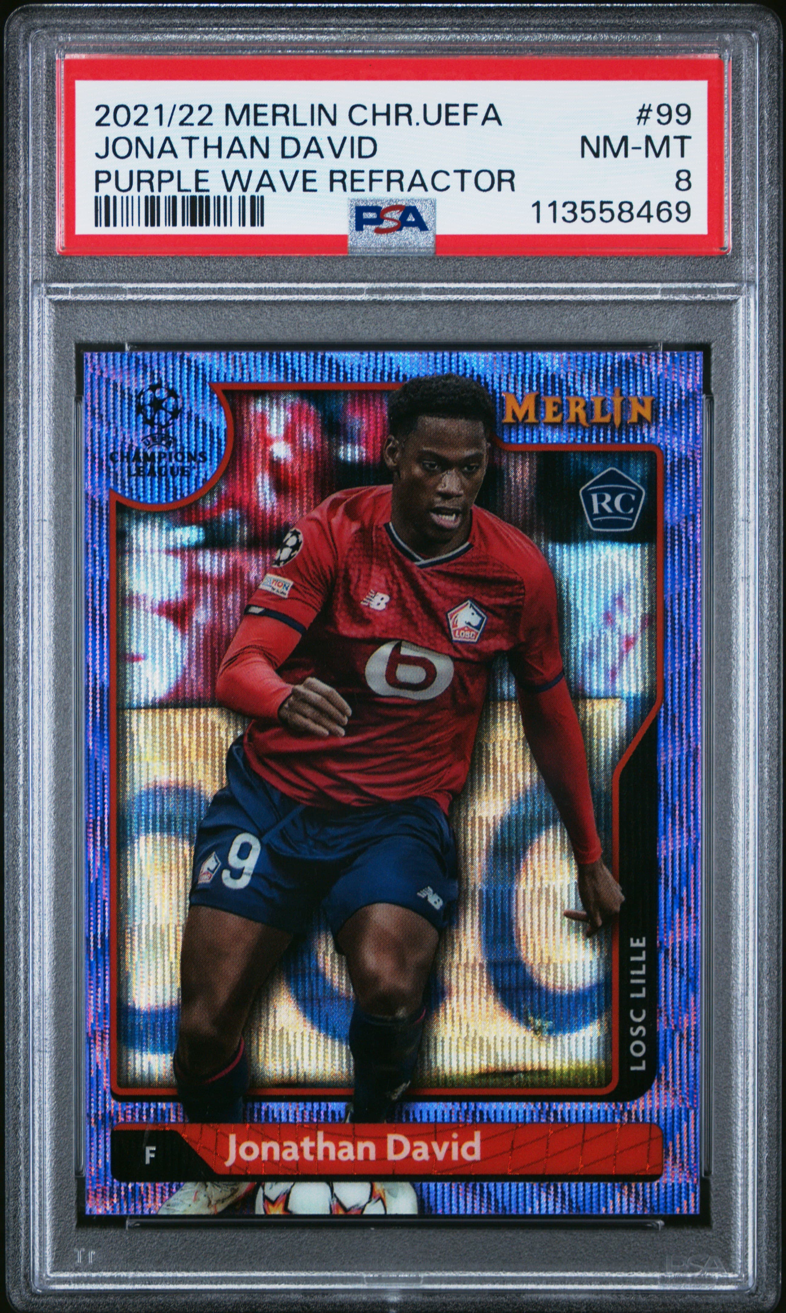 2021-2022 TOPPS MERLIN CHROME UEFA LEAGUE JONATHAN DAVID #99 PURPLE WAVE REFRACTOR NM-MT 8 113558469