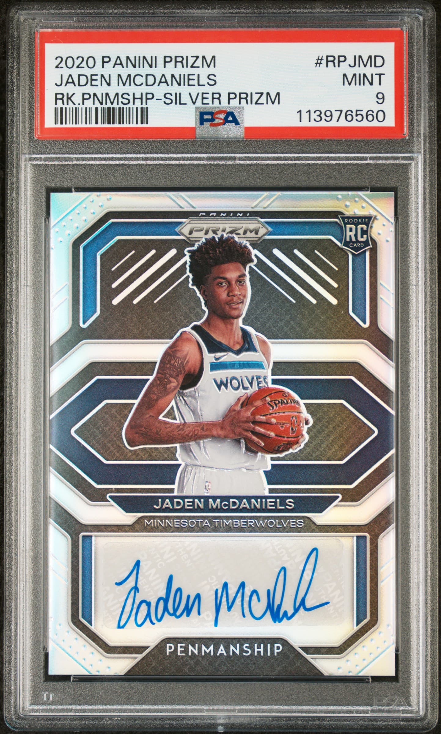 2020 PANINI PRIZM ROOKIE PENMANSHIP JADEN MCDANIELS #RPJMD RK.PNMSHP-SILVER PRIZM MINT 9 113976560