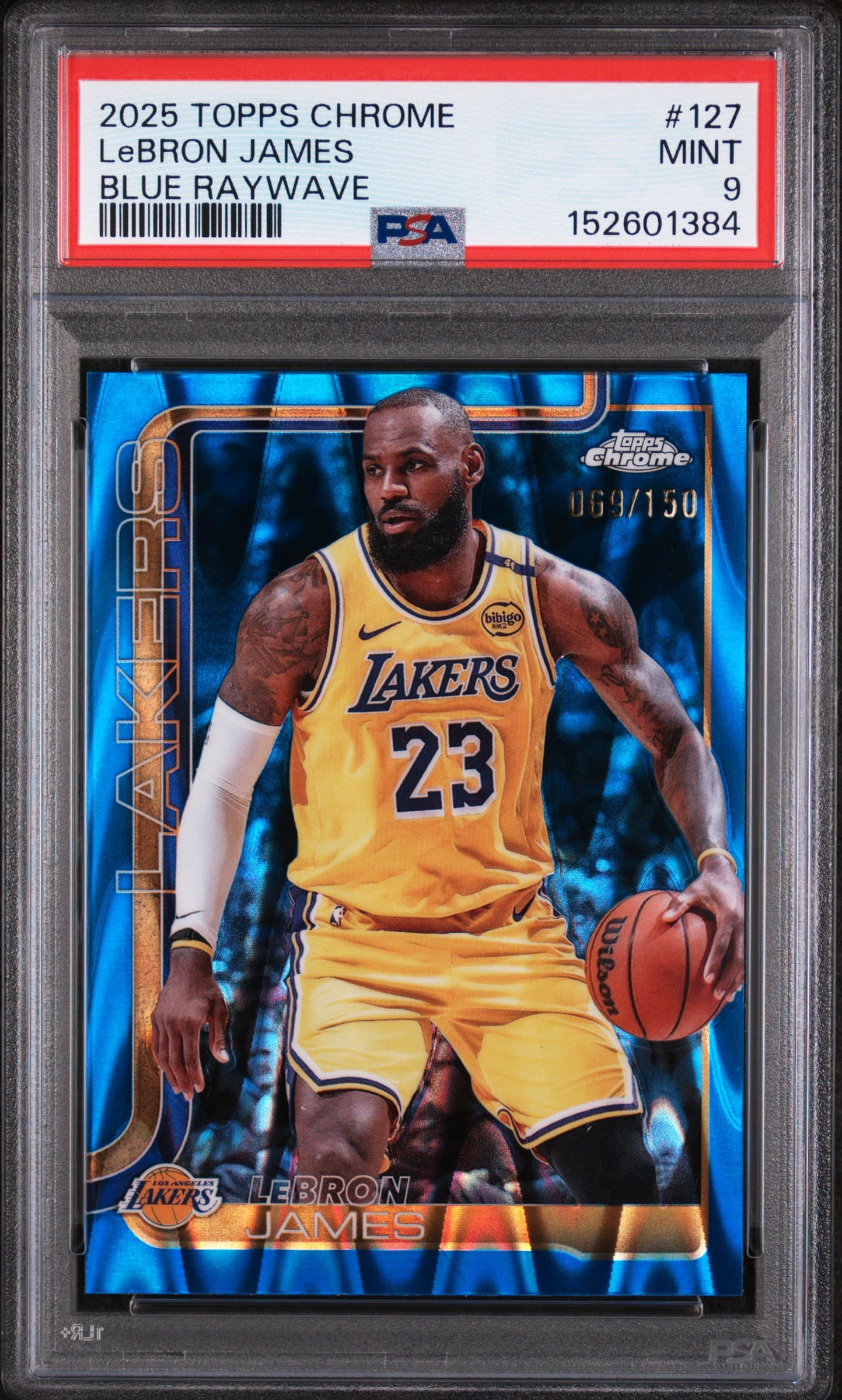 2025 TOPPS CHROME LeBRON JAMES #127 BLUE RAYWAVE MINT 9 152601384