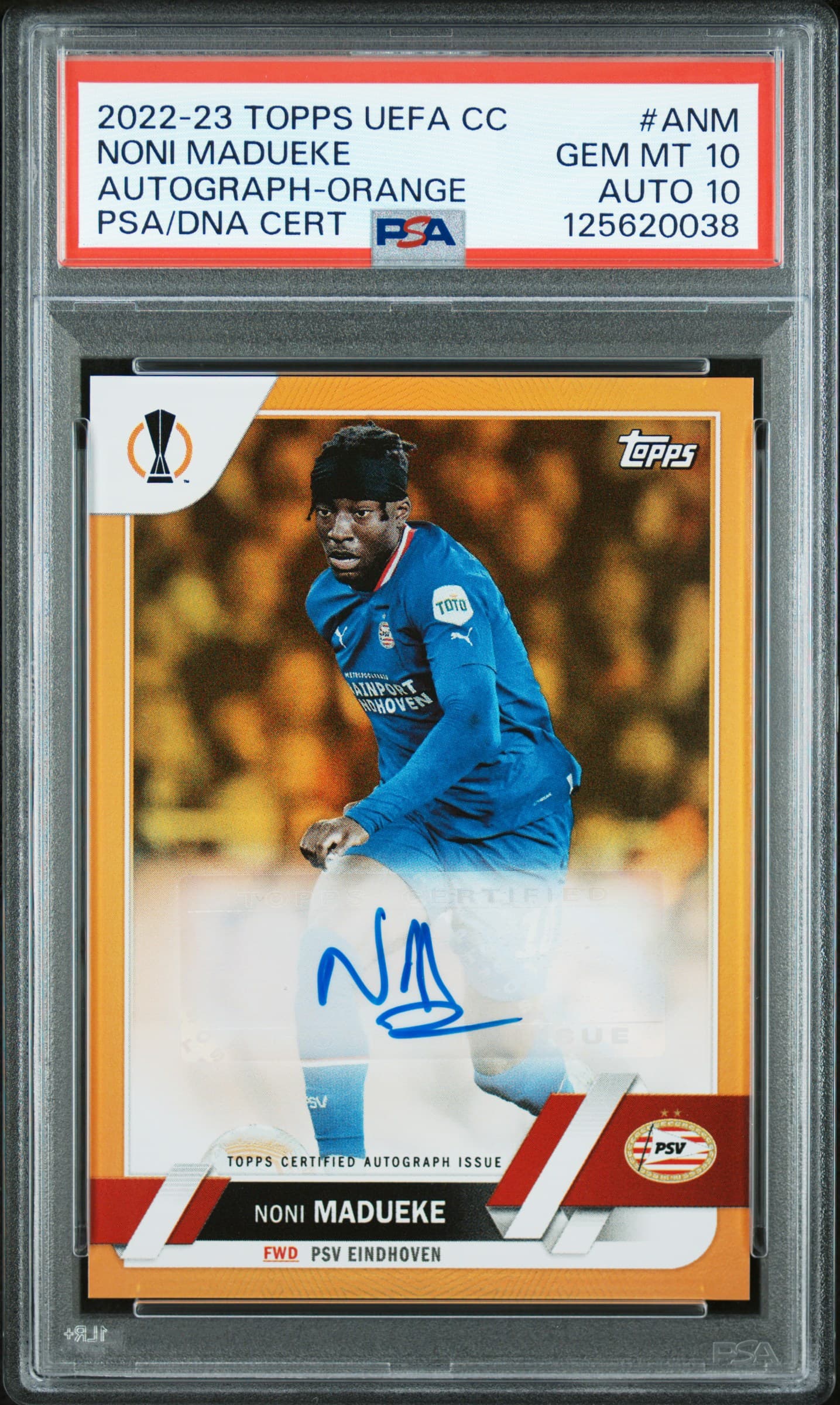 2022 TOPPS UEFA CLUB COMPETITIONS AUTOGRAPHS NONI MADUEKE #ANM AUTOGRAPH-ORANGE GEM MT 10 125620038