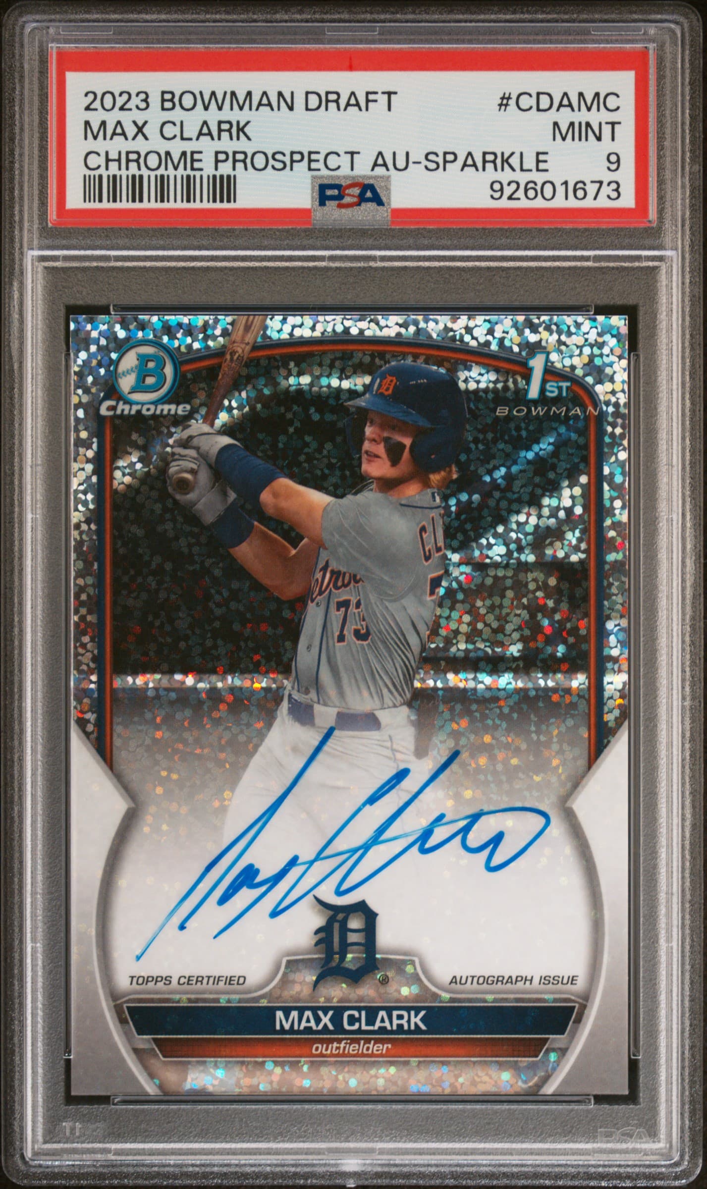 2023 BOWMAN DRAFT CHROME PROSPECT AUTOGRAPH MAX CLARK #CDAMC CHR PROSPECT AU-SPARKLE REF MINT 9 92601673