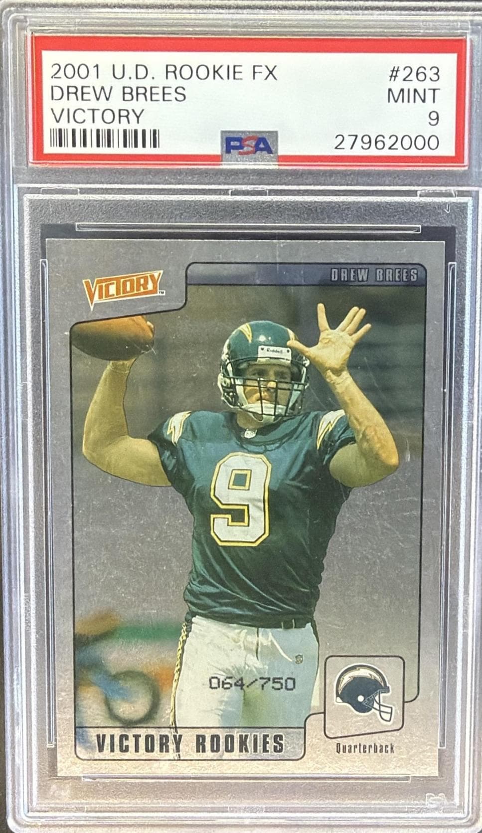 2001 UPPER DECK ROOKIE F/X DREW BREES #263 VICTORY MINT 9 27962000