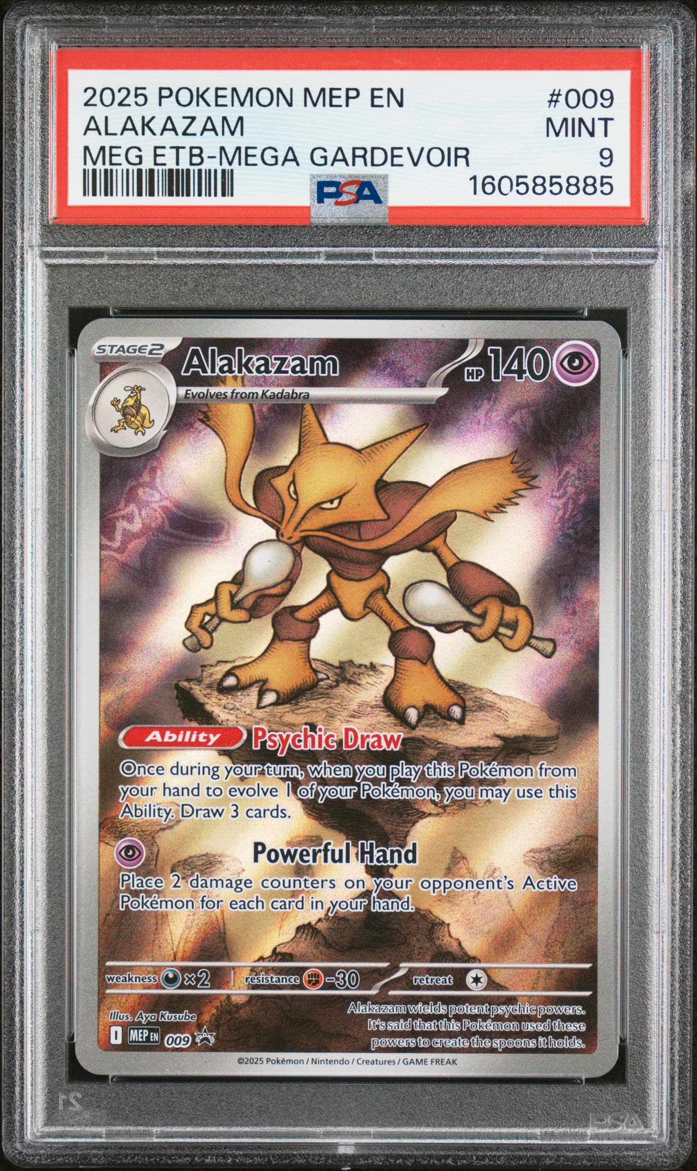 2025 POKEMON MEP EN-ME BLACK STAR PROMO ALAKAZAM #009 MEG ETB-MEGA GARDEVOIR MINT 9 160585885