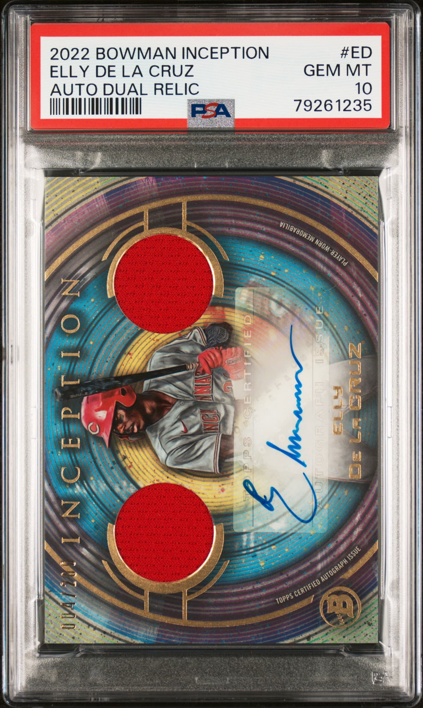 2022 BOWMAN INCEPTION AUTOGRAPH DUAL RELICS ELLY DE LA CRUZ #ED AUTO DUAL RELIC GEM MT 10 79261235