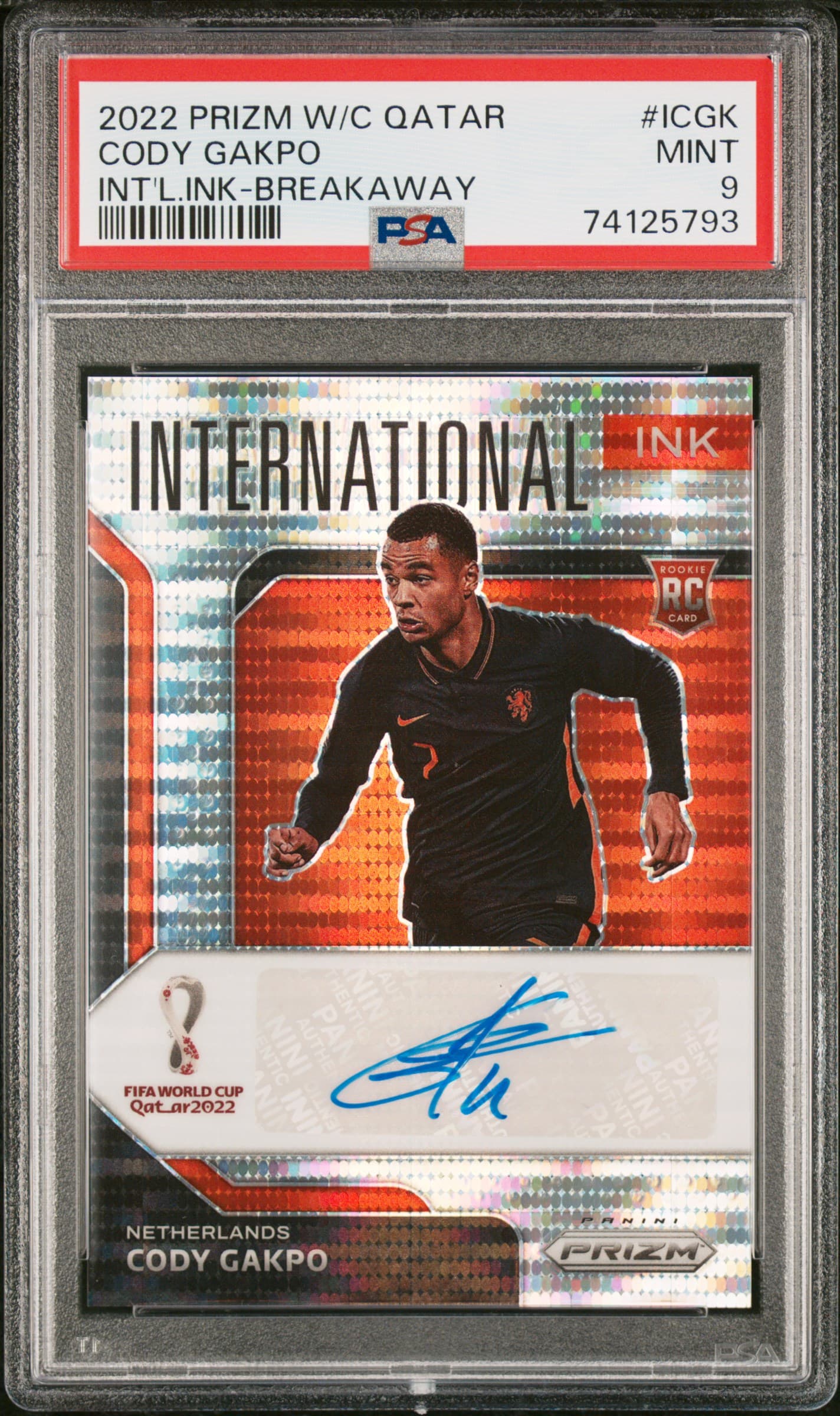 2022 PANINI PRIZM WORLD CUP QATAR INTERNATIONAL INK CODY GAKPO #ICGK INT'L.INK-BREAKAWAY MINT 9 74125793
