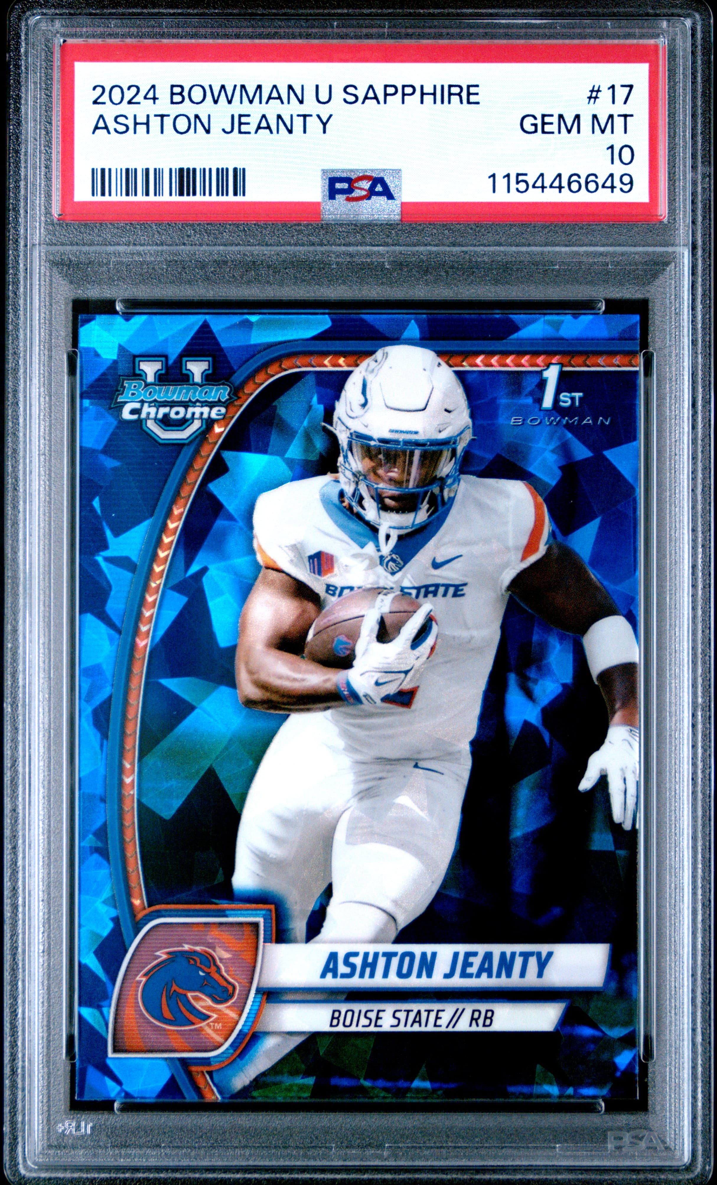 2024 BOWMAN UNIVERSITY CHROME SAPPHIRE ASHTON JEANTY #17 GEM MT 10 115446649