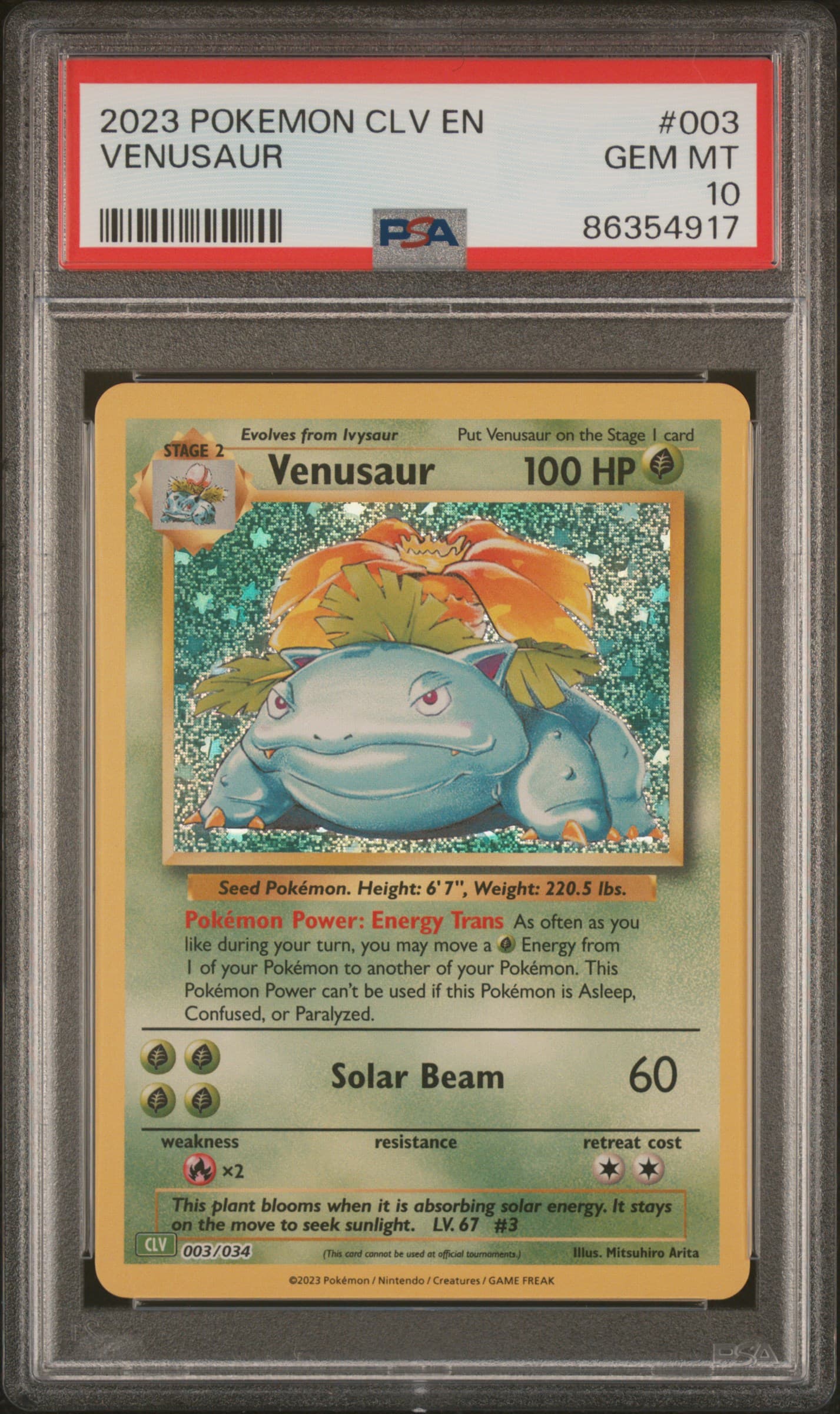 2023 POKEMON CLV-TRADING CARD GAME CLASSIC VENUSAUR & LUGIA ex DECK VENUSAUR #003 GEM MT 10 86354917
