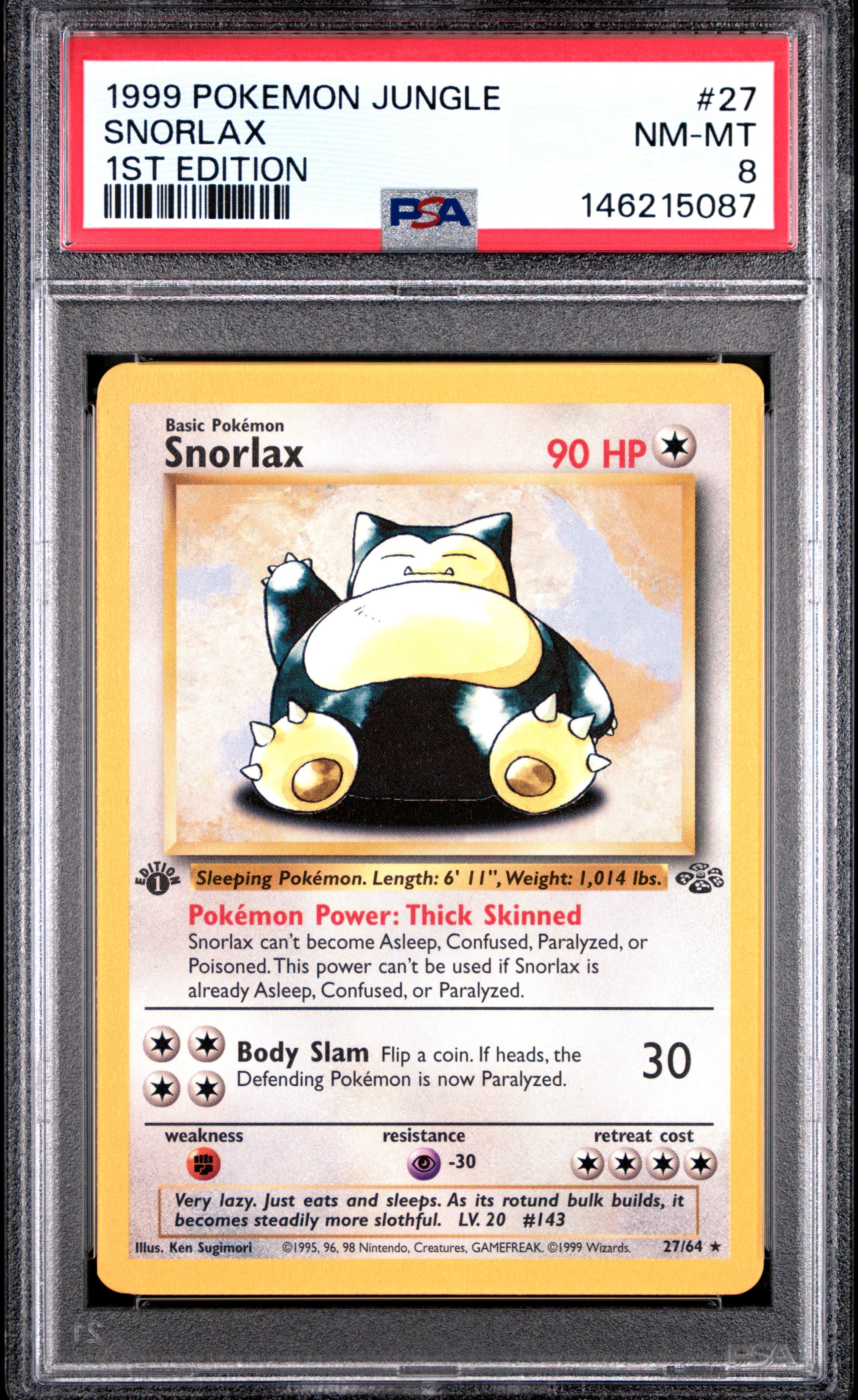 1999 POKEMON JUNGLE SNORLAX #27 1ST EDITION NM-MT 8 146215087