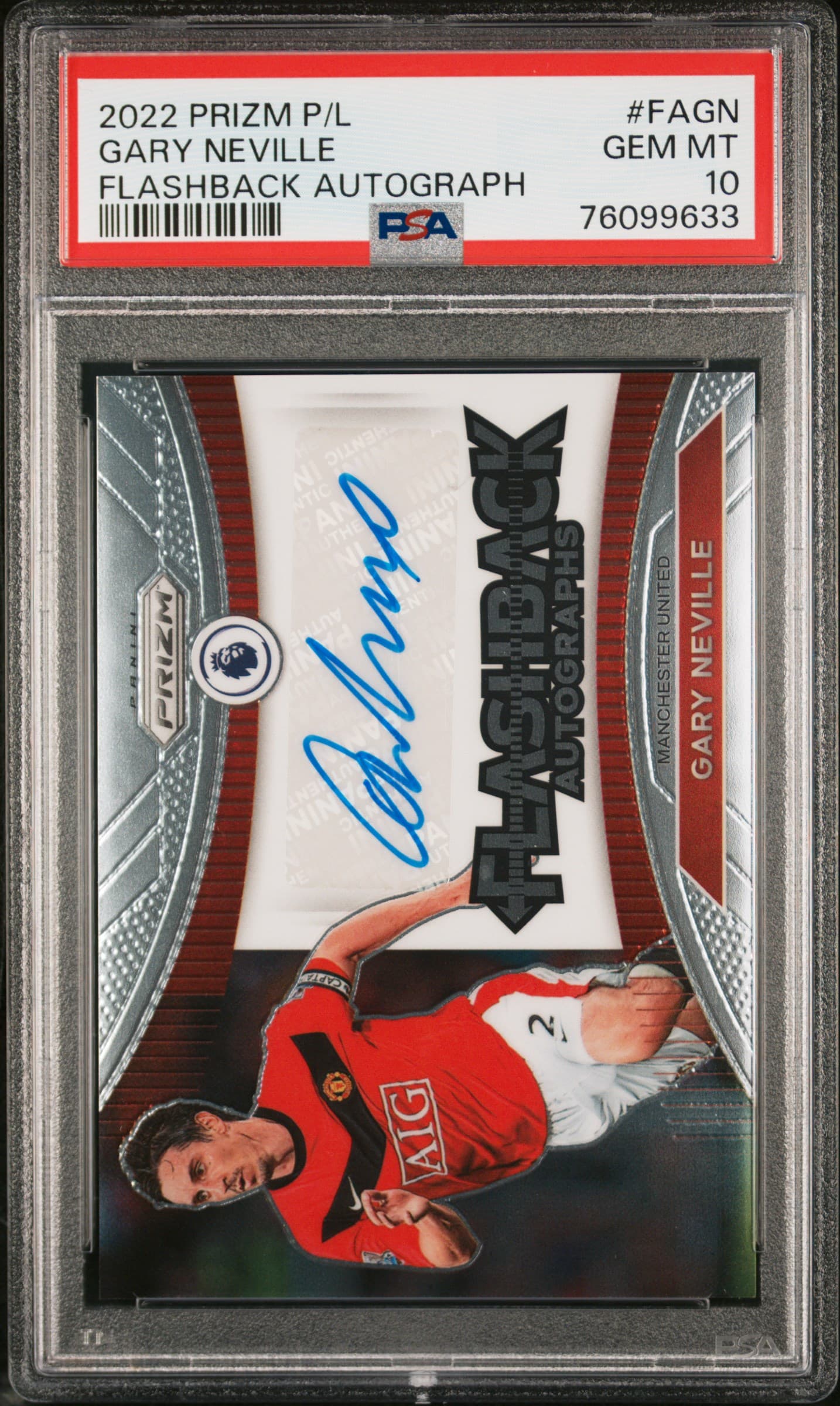 2022-23 PANINI PRIZM PREMIER LEAGUE FLASHBACK AUTOGRAPHS GARY NEVILLE #FAGN FLASHBACK AUTOGRAPH GEM MT 10 76099633