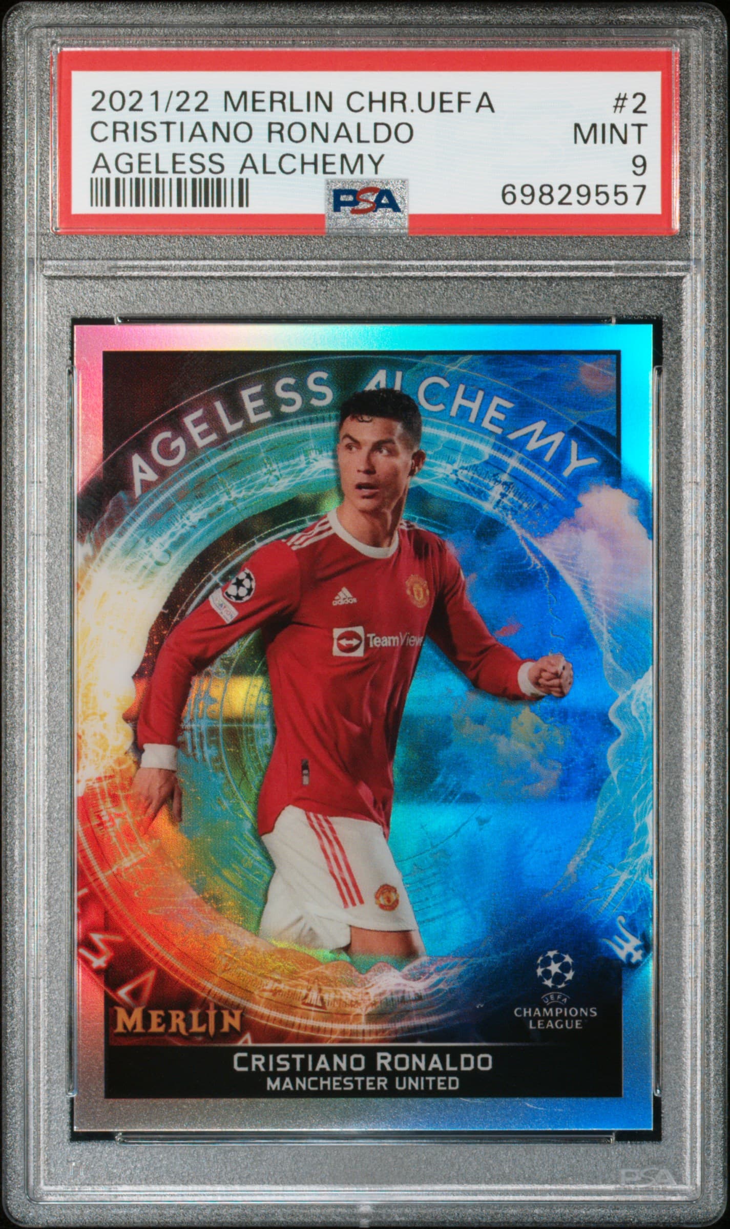 2021-2022 TOPPS MERLIN CHROME UEFA LEAGUE AGELESS ALCHEMY CRISTIANO RONALDO #2 AGELESS ALCHEMY MINT 9 69829557